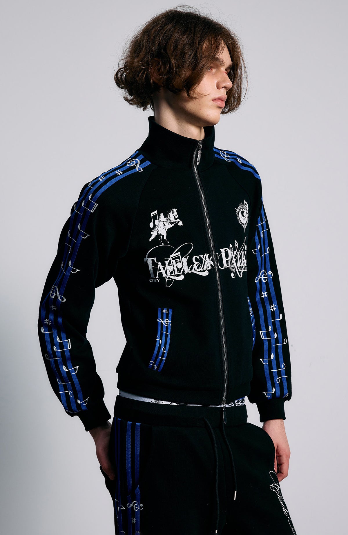 PAIKI Blues Track Embroidered Collar Jacket