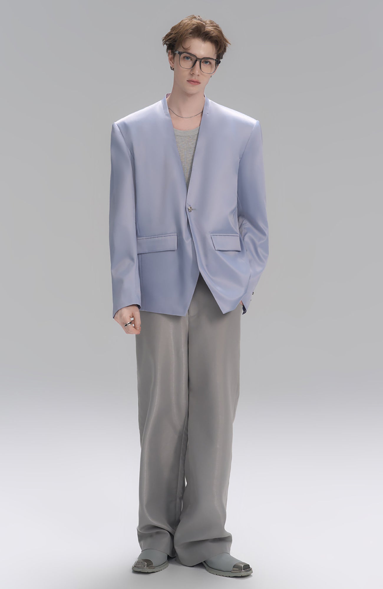 TIWILLTANG Satin Wide-Leg Drape Trousers