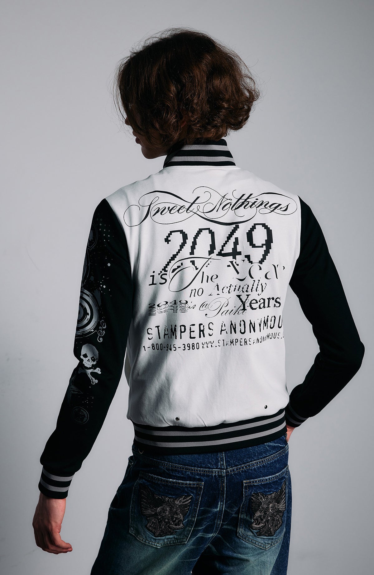 PAIKI Skull Graphic Slim Zip-Up Hoodie Jacket