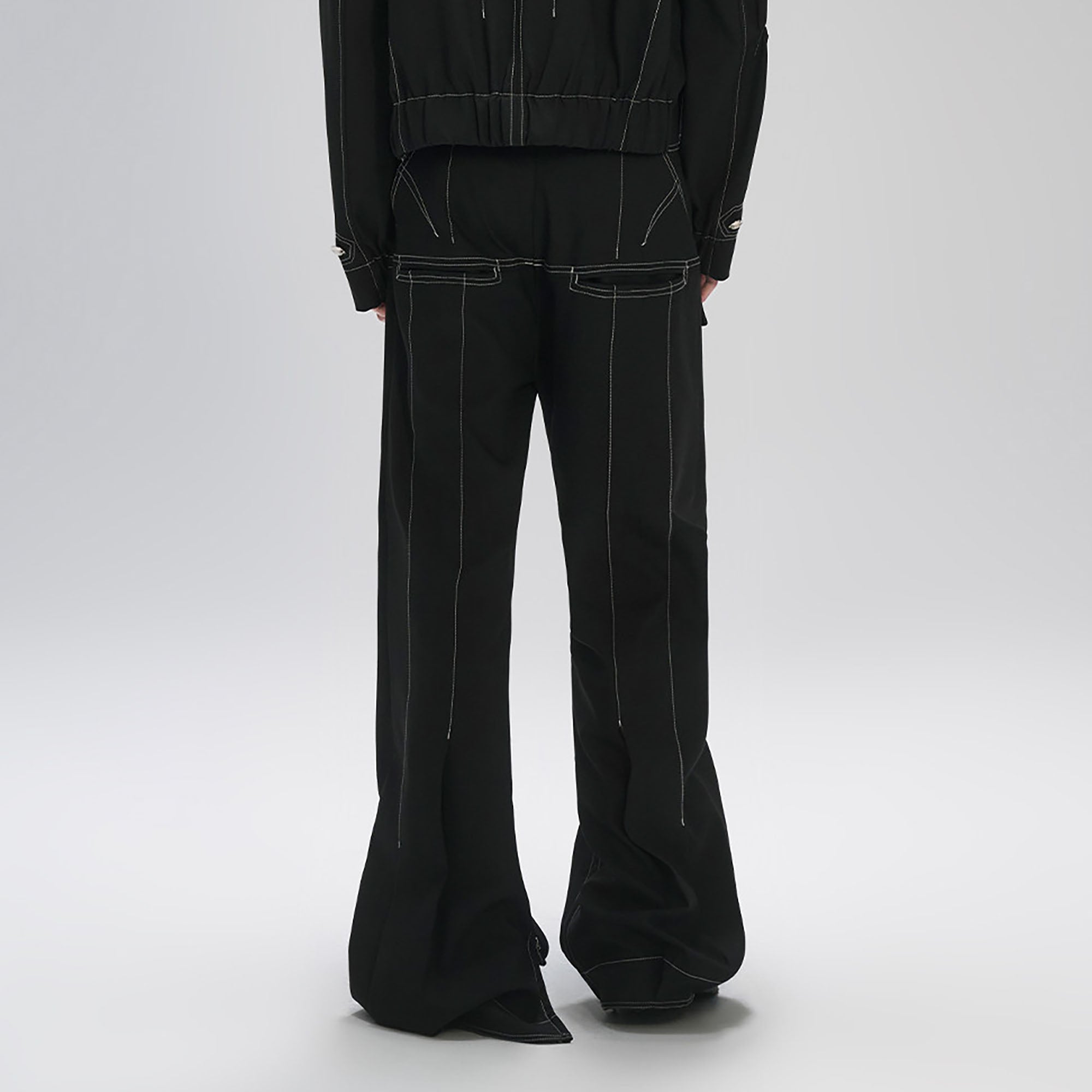 TIWILLTANG Stitched Button-Up Pleated Flared Pants
