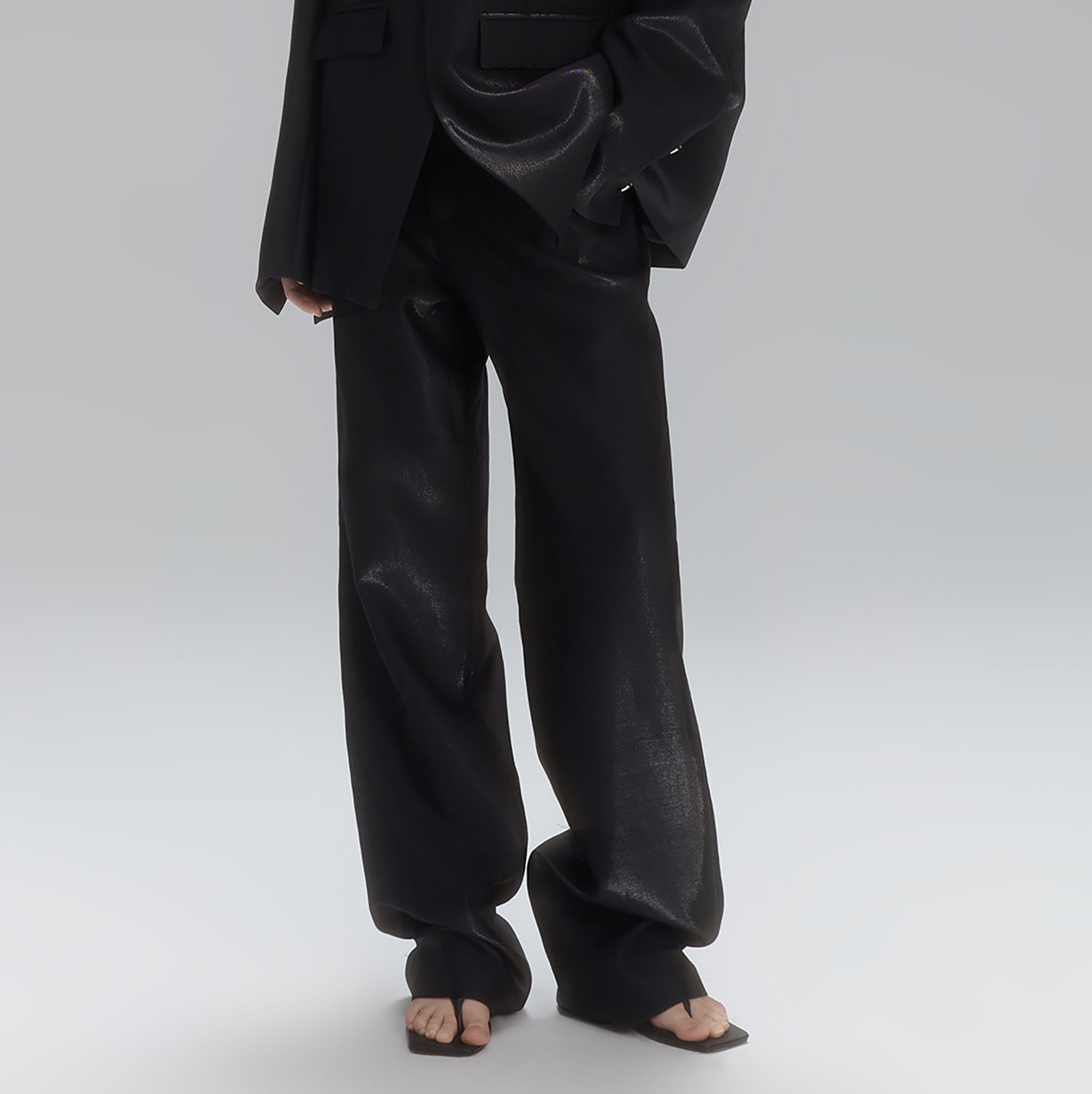 TIWILLTANG Satin Wide-Leg Drape Trousers