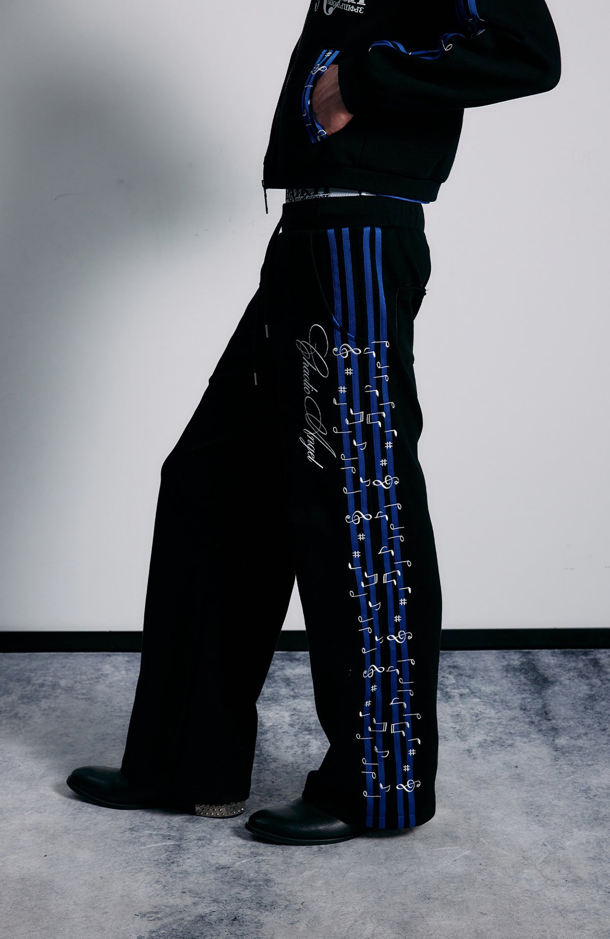 PAIKI Striped Double-Waistband Straight-Leg Sweatpants