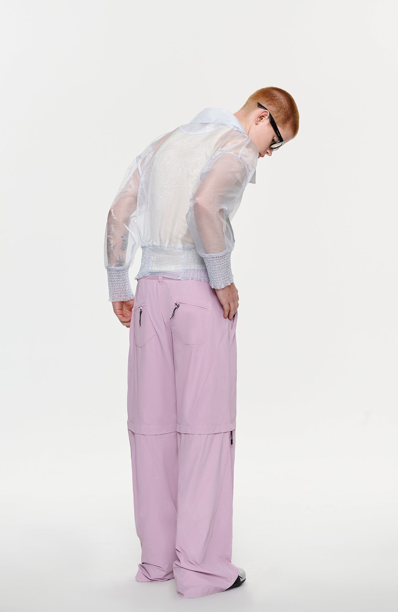 TIWILLTANG Sheer Zip-Up Cropped Jacket
