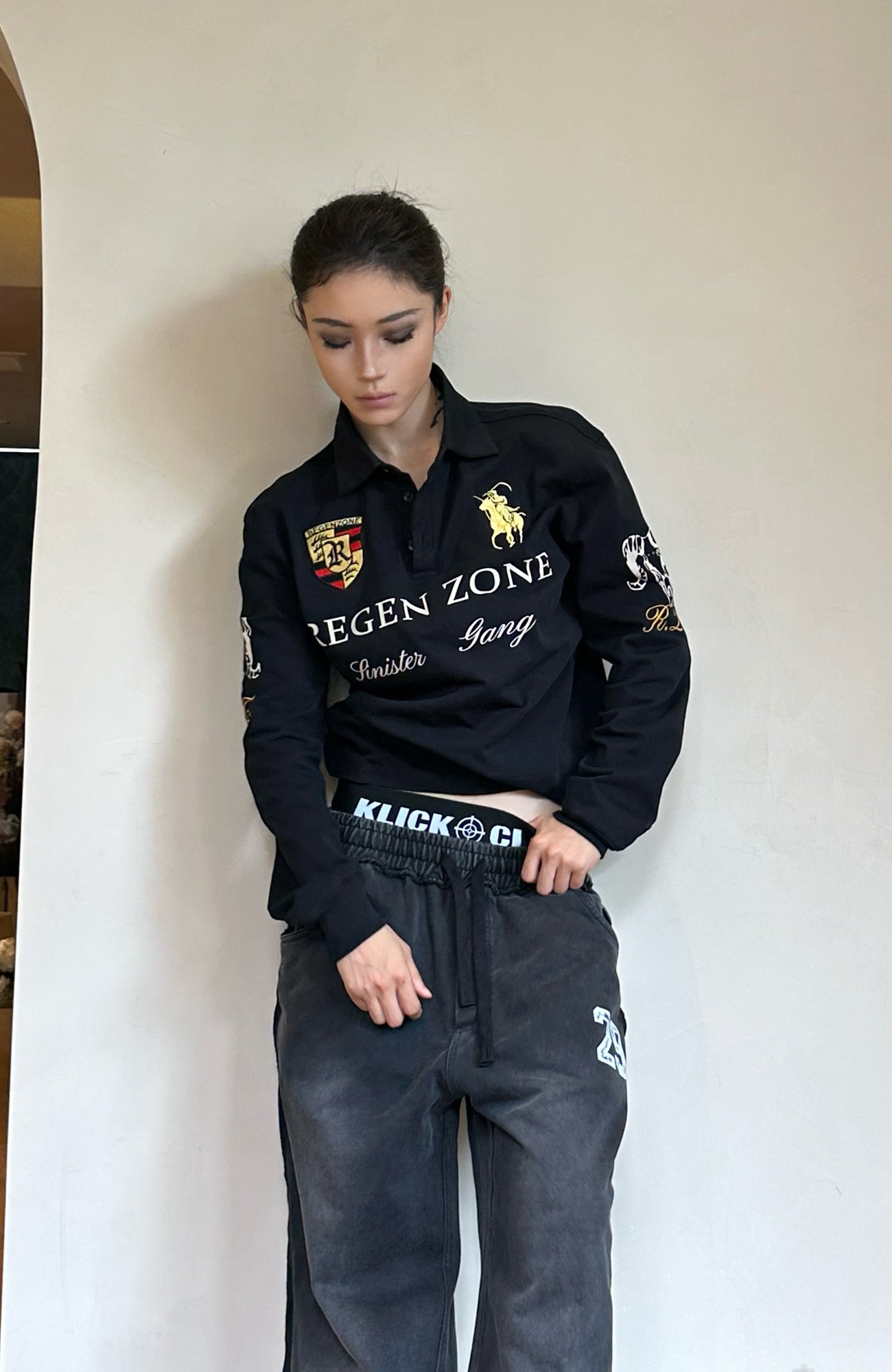 REGEN ZONE Retro Embroidered Fitted Polo