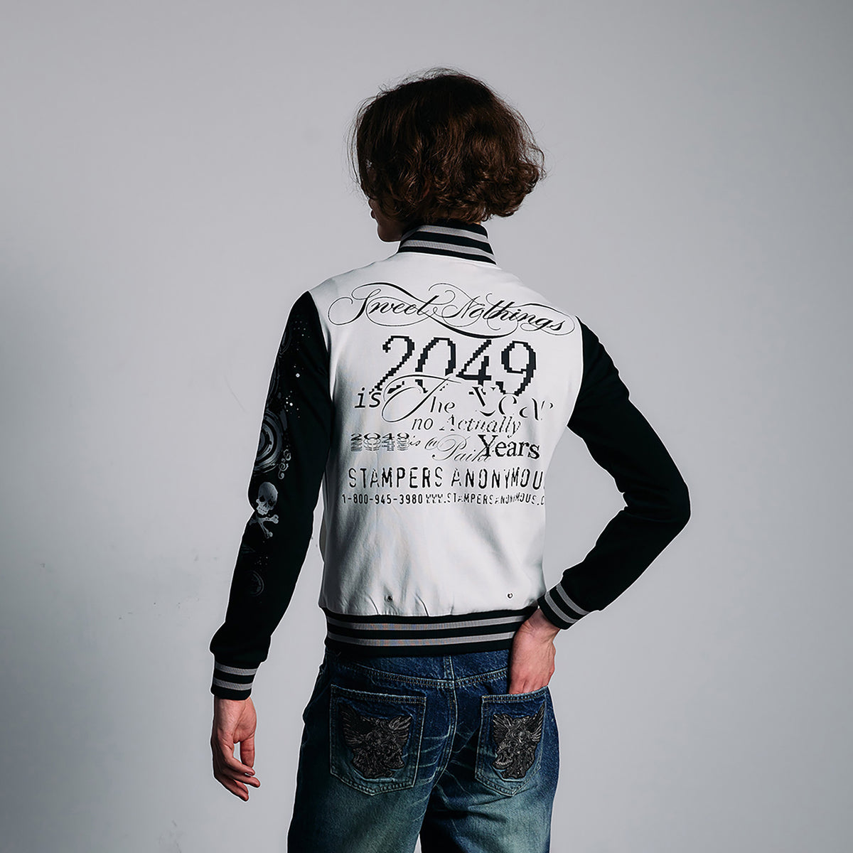 PAIKI Skull Graphic Slim Zip-Up Hoodie Jacket