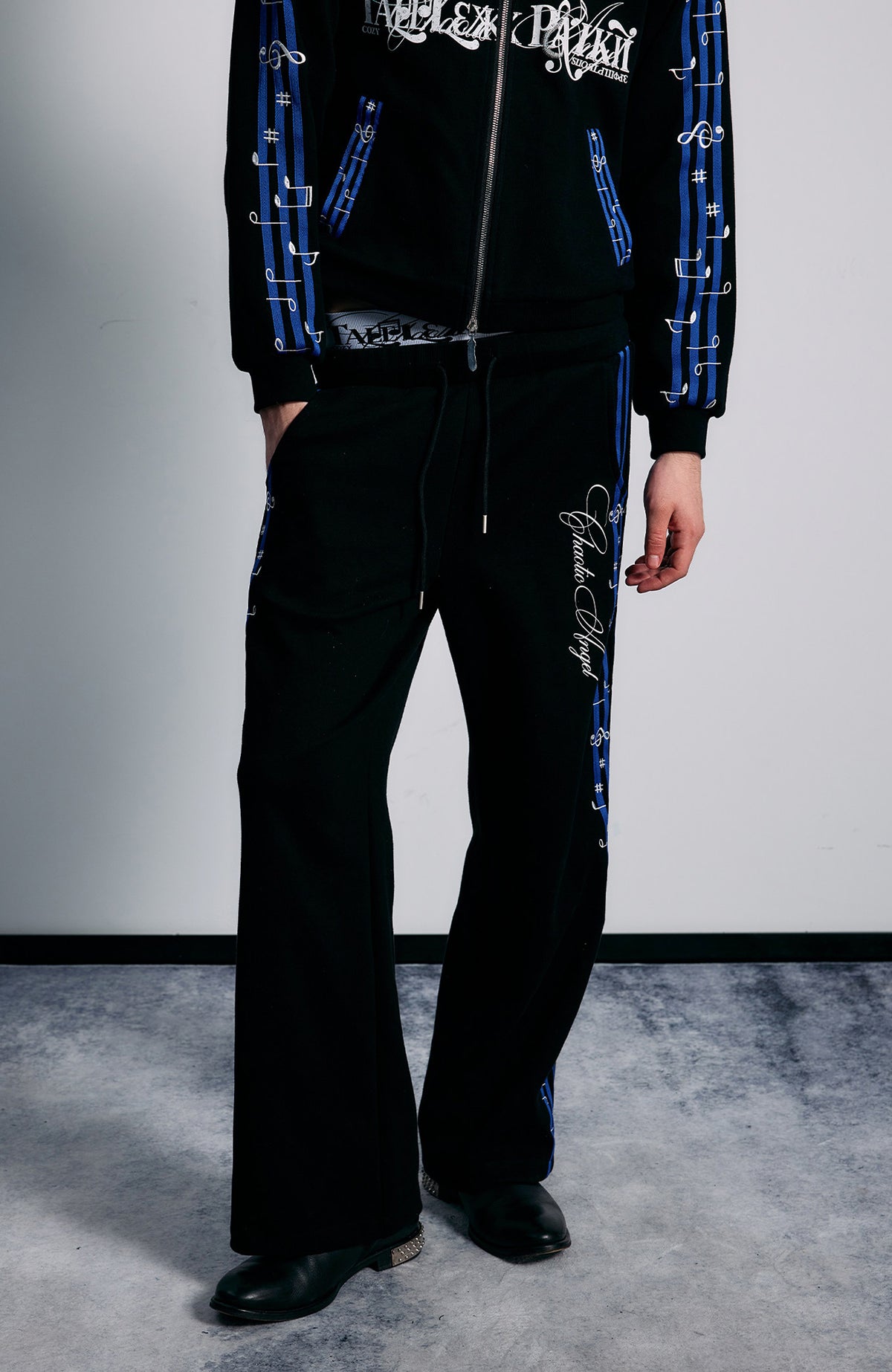PAIKI Striped Double-Waistband Straight-Leg Sweatpants