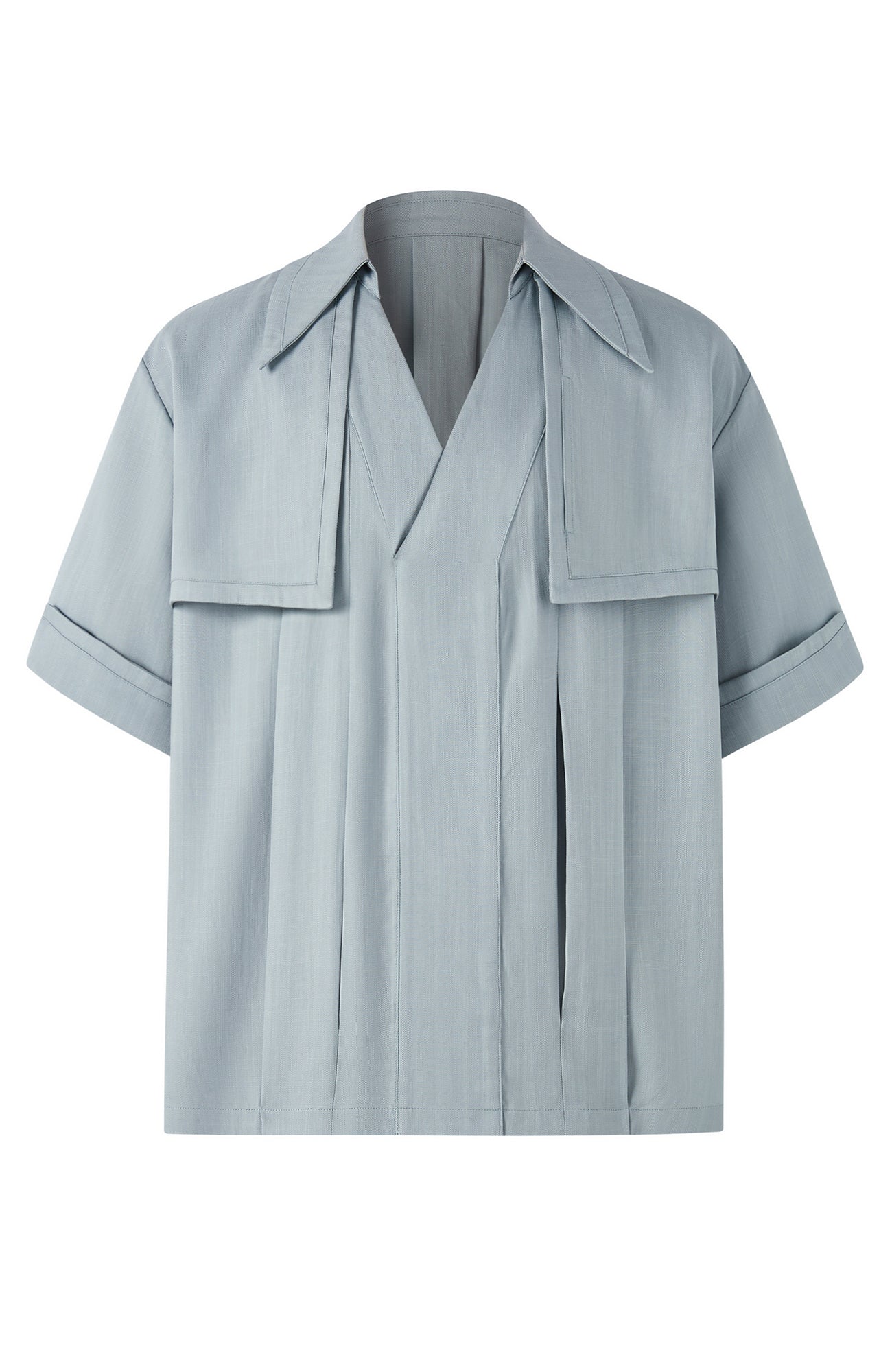 TIWILLTANG Layered Lapel Half Shirt