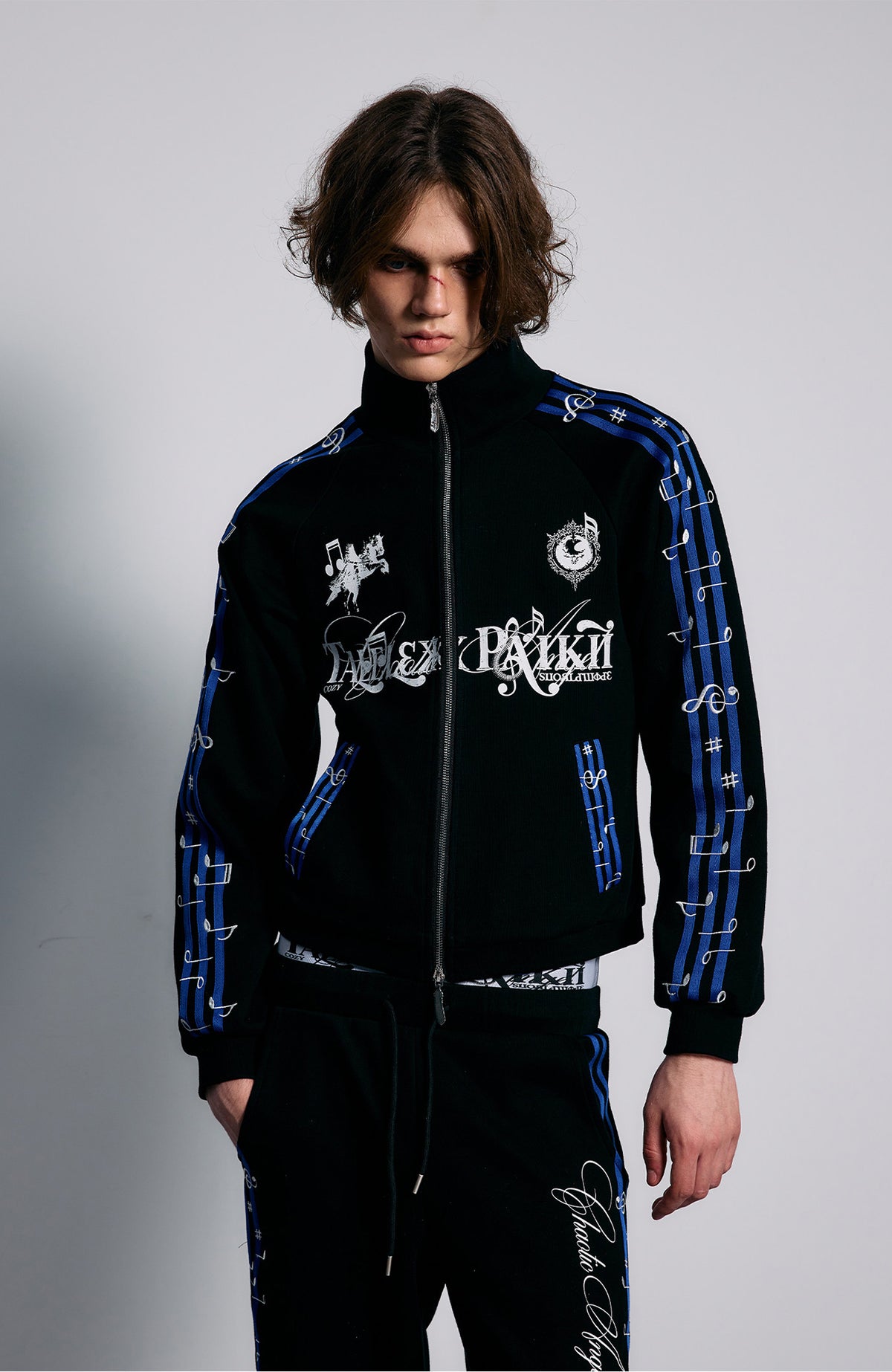 PAIKI Blues Track Embroidered Collar Jacket