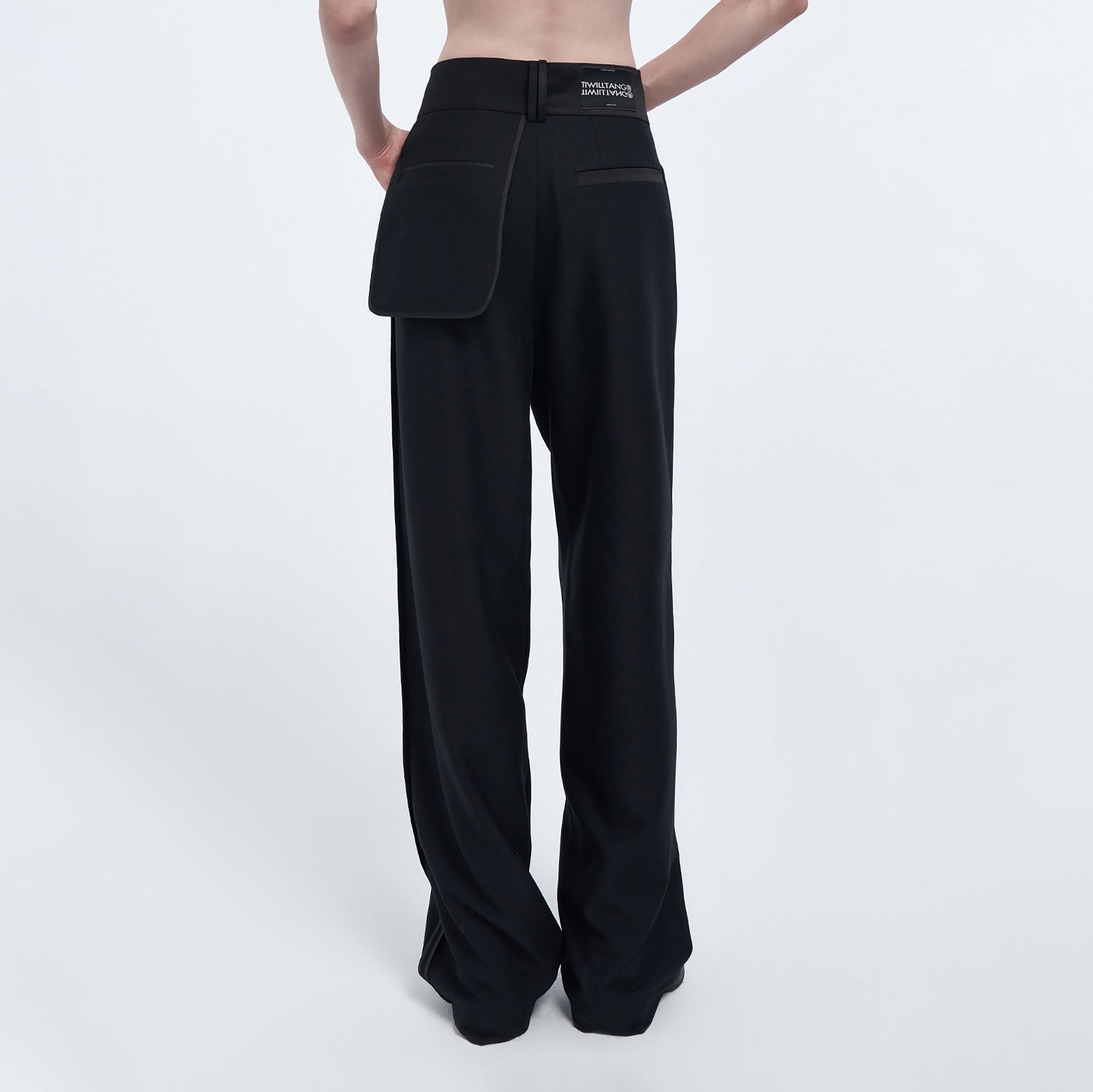 TIWILLTANG Satin Panel Straight-Leg Pants