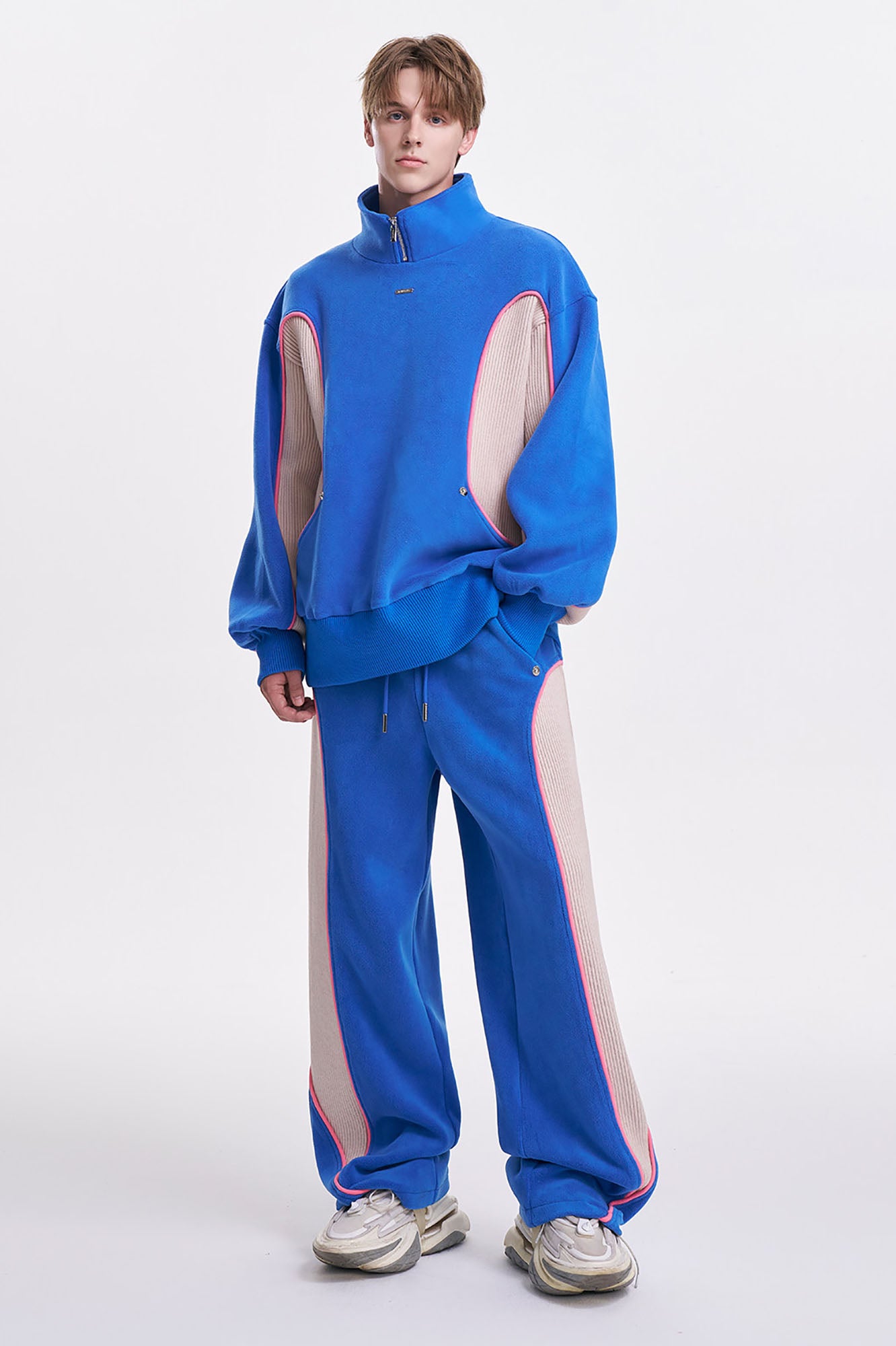 TIWILLTANG Ribbed Contrast Panel Oversized Sweatpants