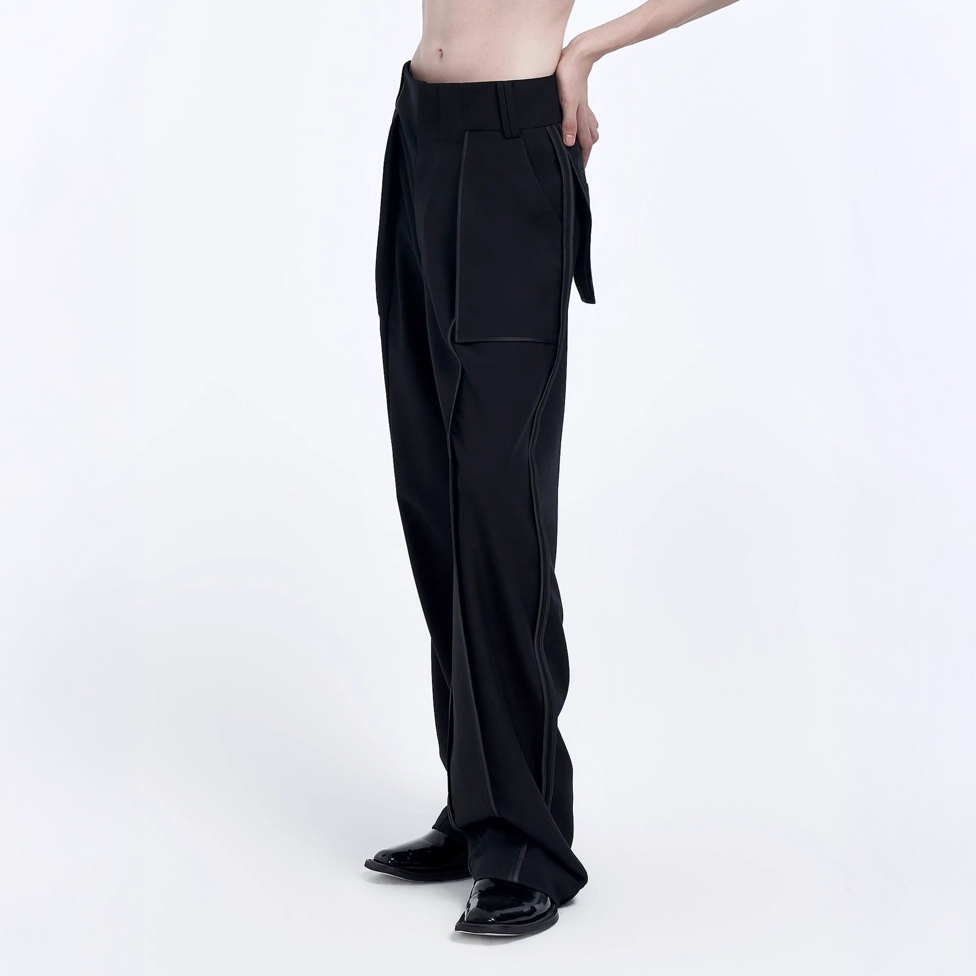 TIWILLTANG Satin Panel Straight-Leg Pants