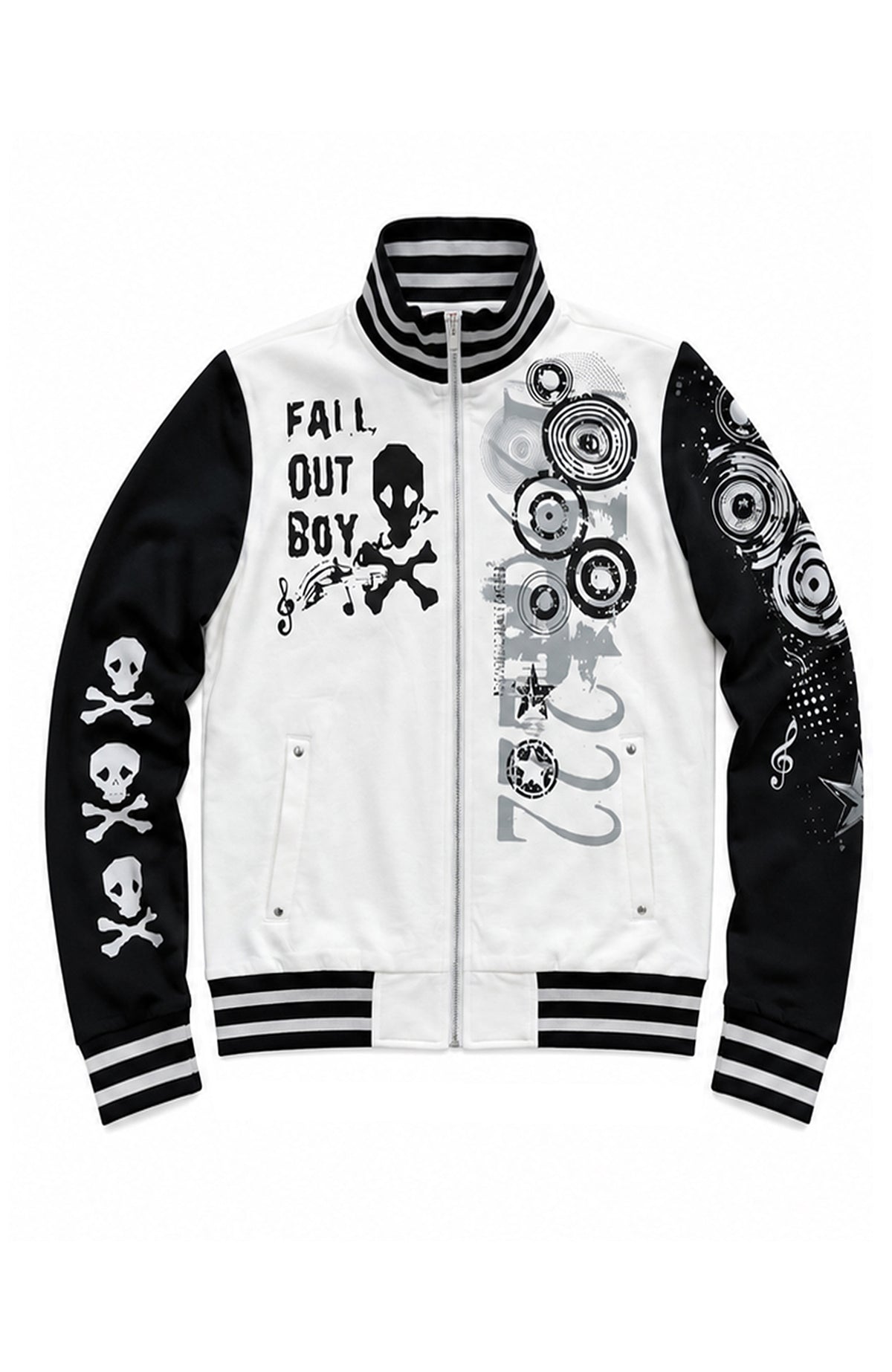 PAIKI Skull Graphic Slim Zip-Up Hoodie Jacket