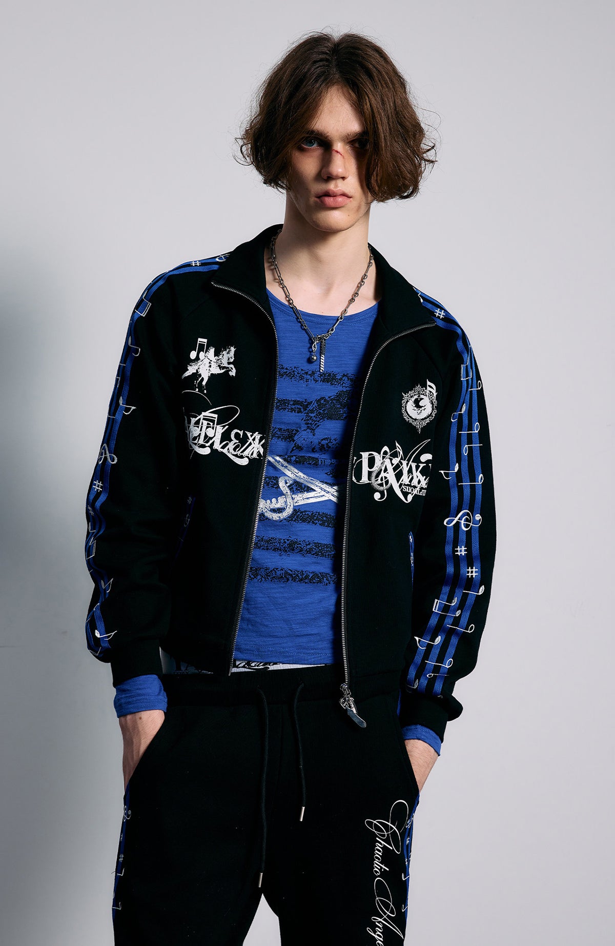 PAIKI Blues Track Embroidered Collar Jacket