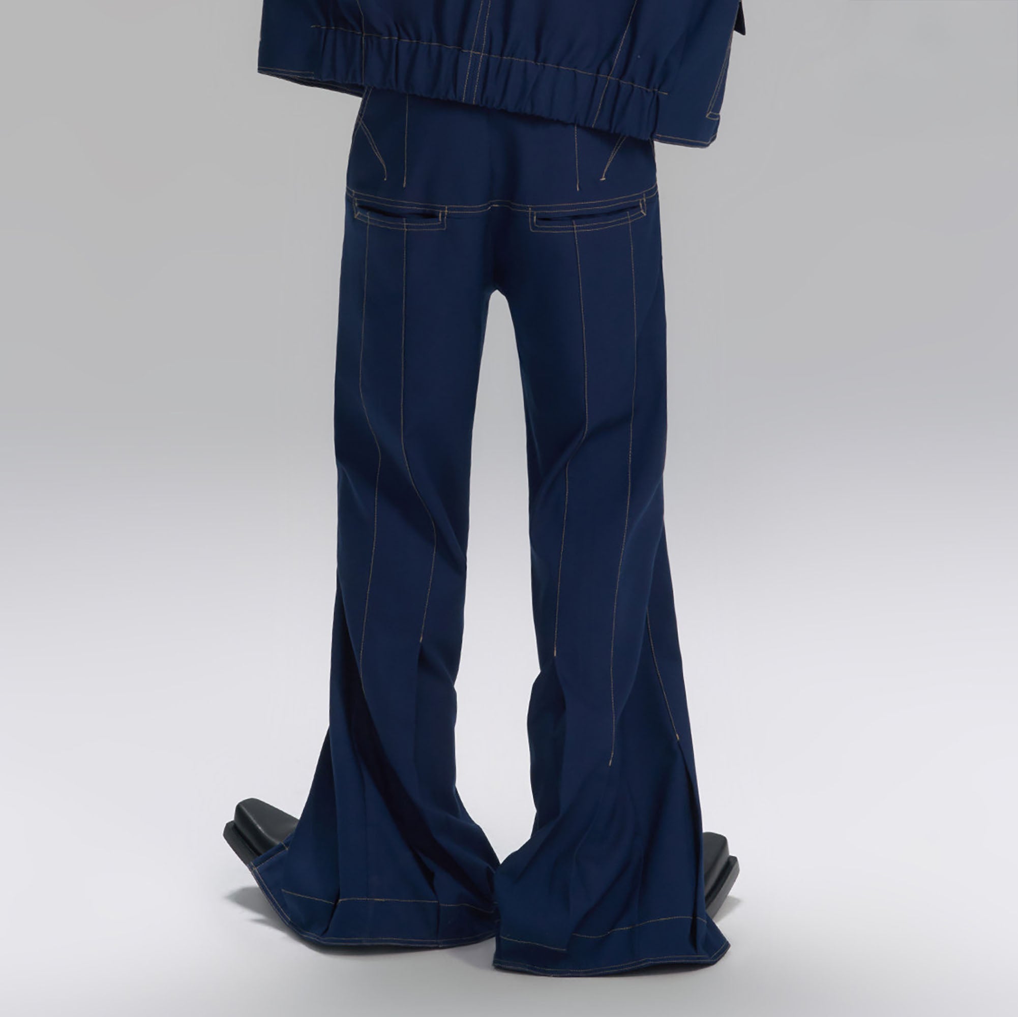 TIWILLTANG Stitched Button-Up Pleated Flared Pants