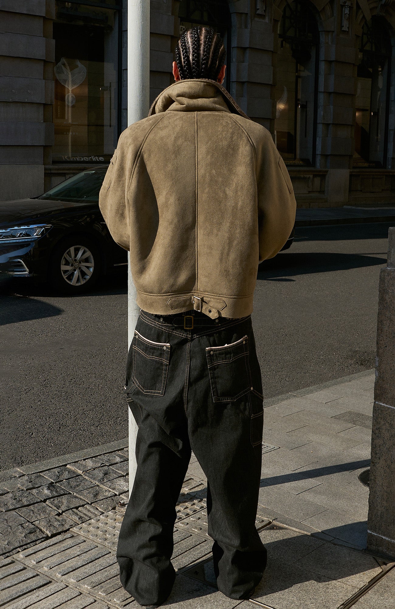 STEEPC Asym Zip Suede Shearling Jacket