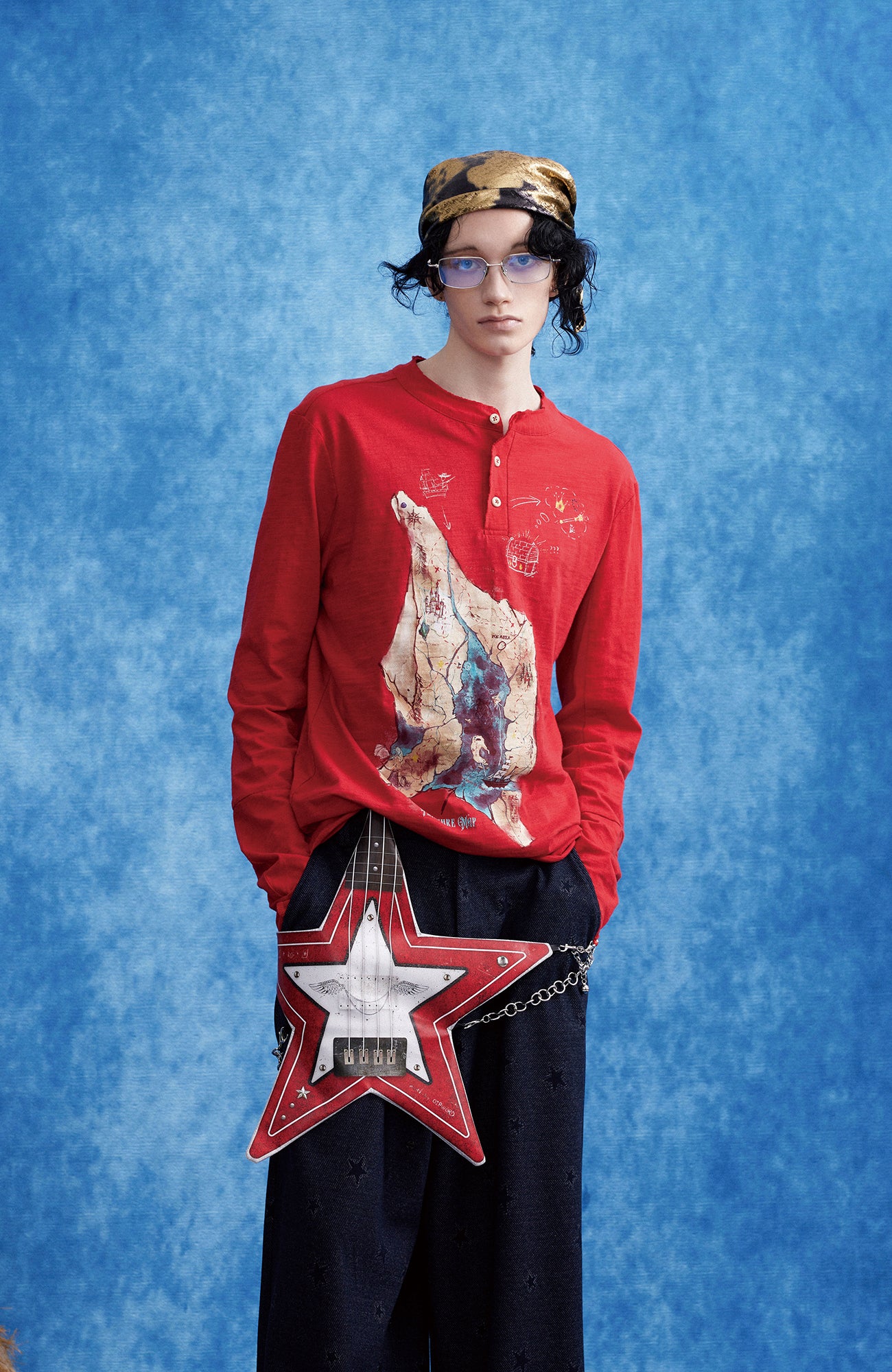 OIPWORD Star-Jacquard Wide-Leg Pants