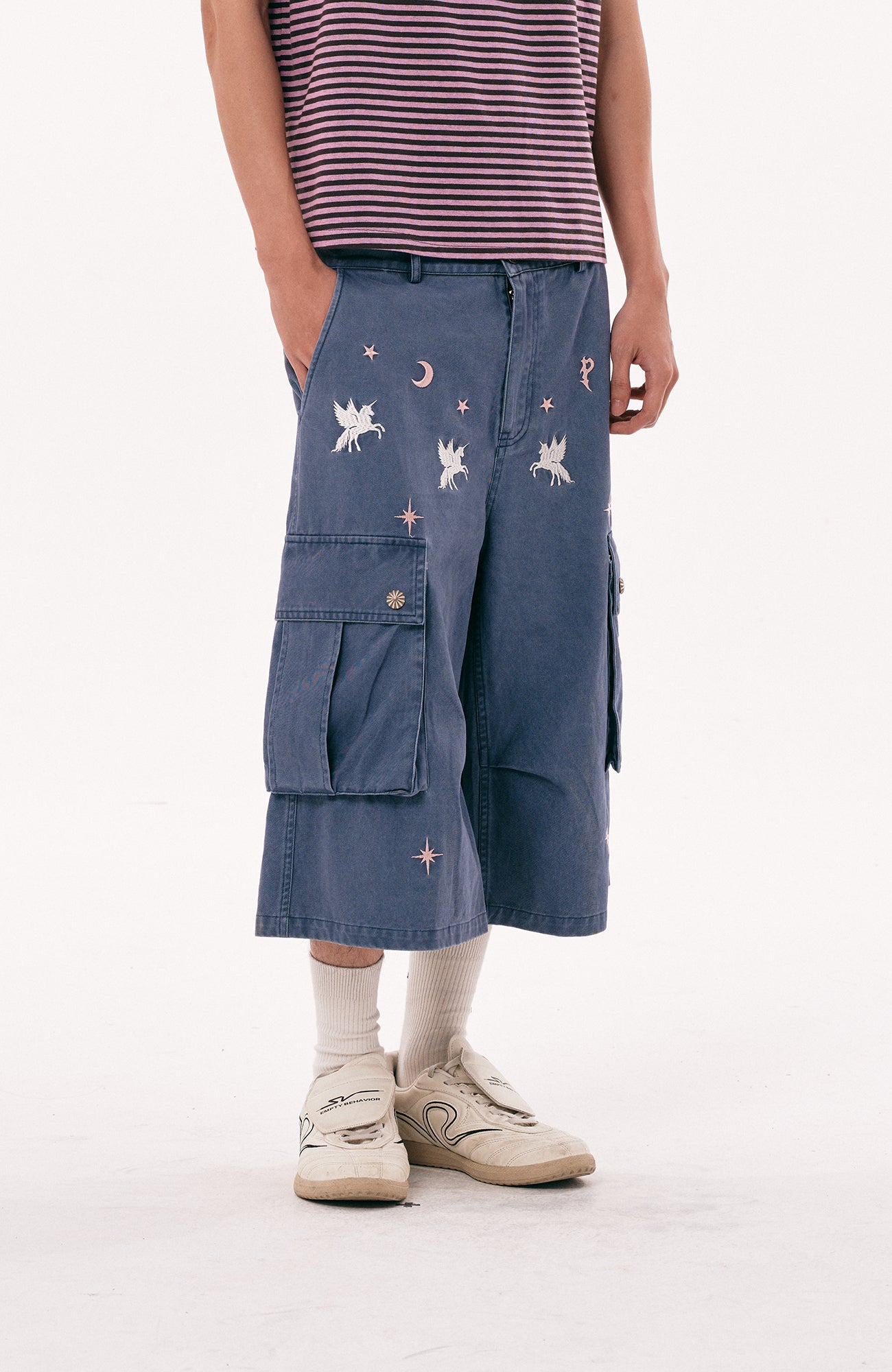 PASET Unicorn Embroidered Cargo Shorts