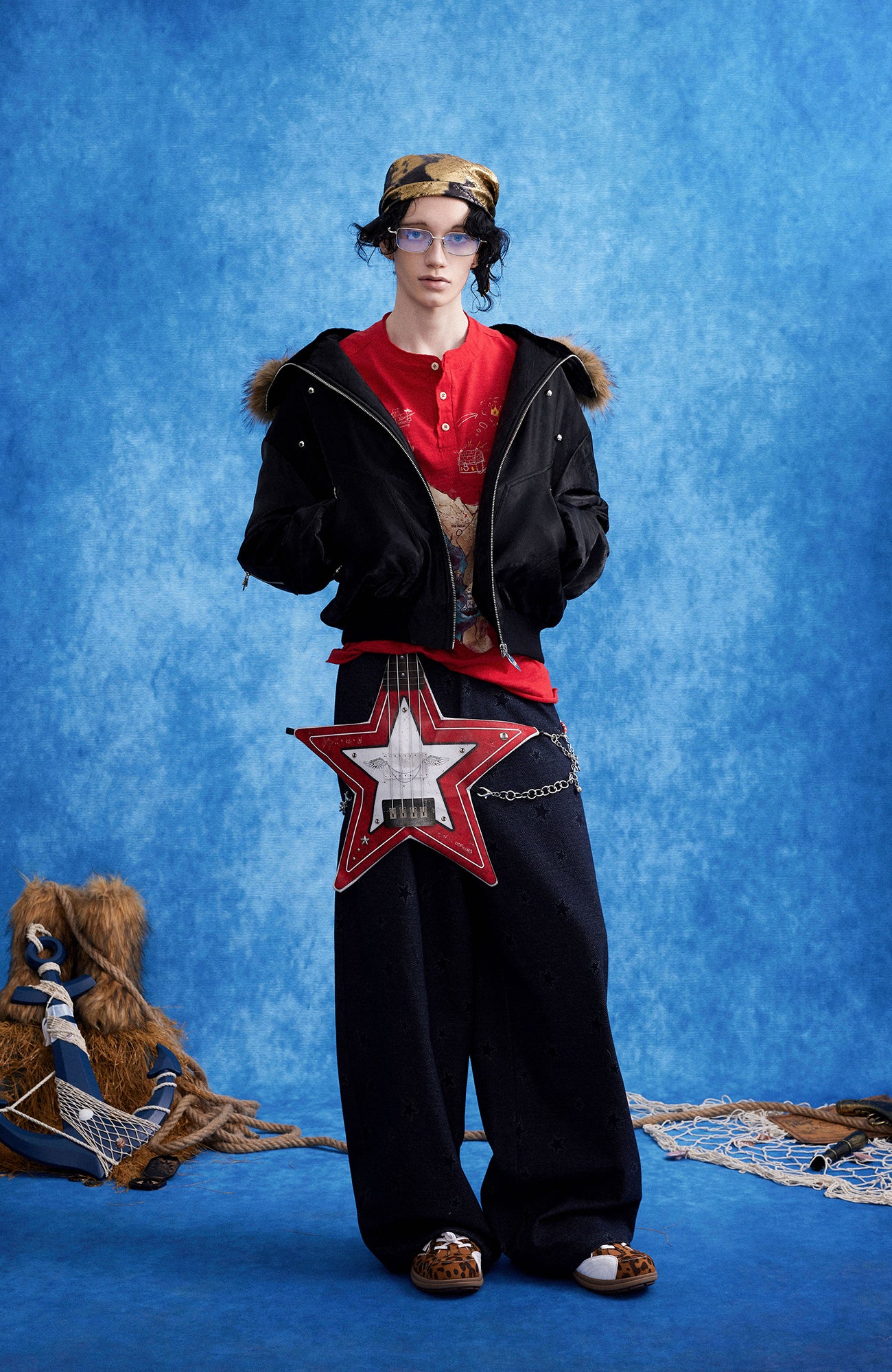 OIPWORD Studded Convertible Hood PU Puffer Jacket