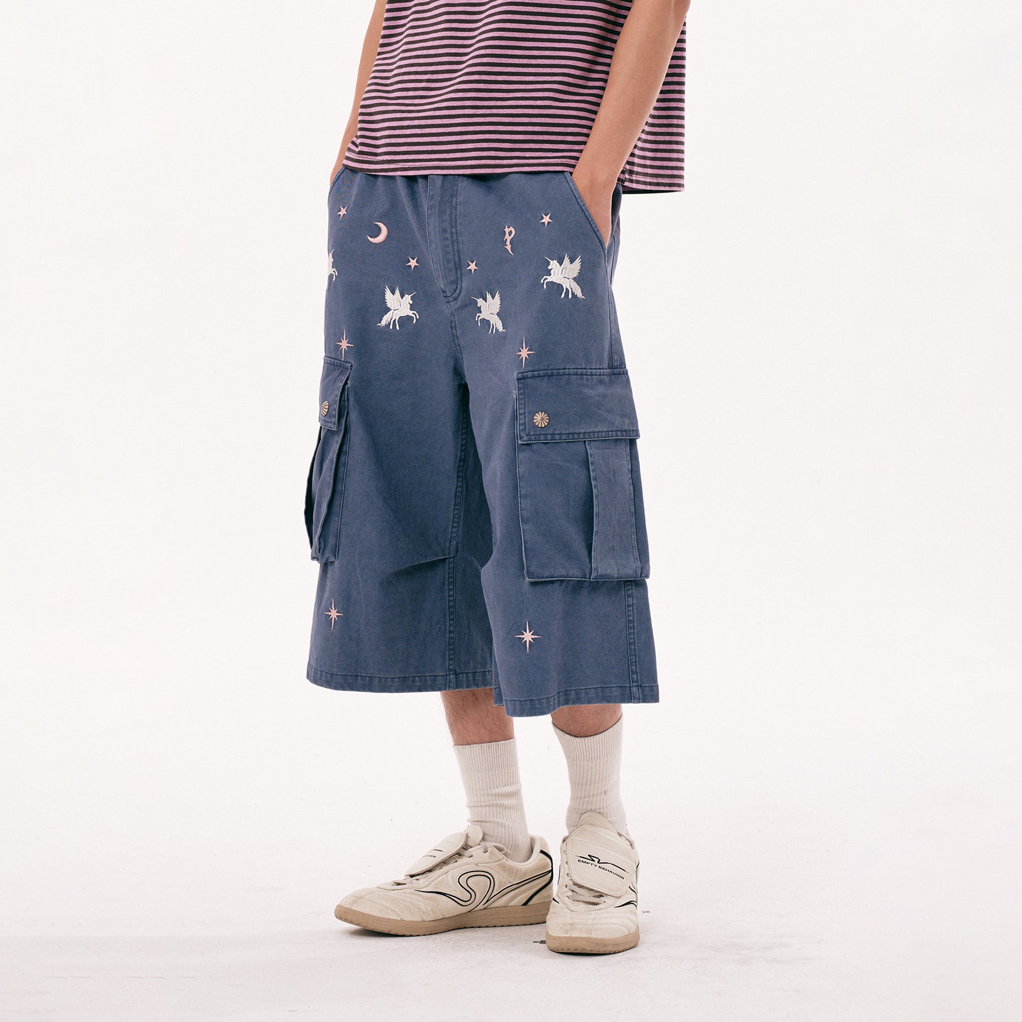 PASET Unicorn Embroidered Cargo Shorts
