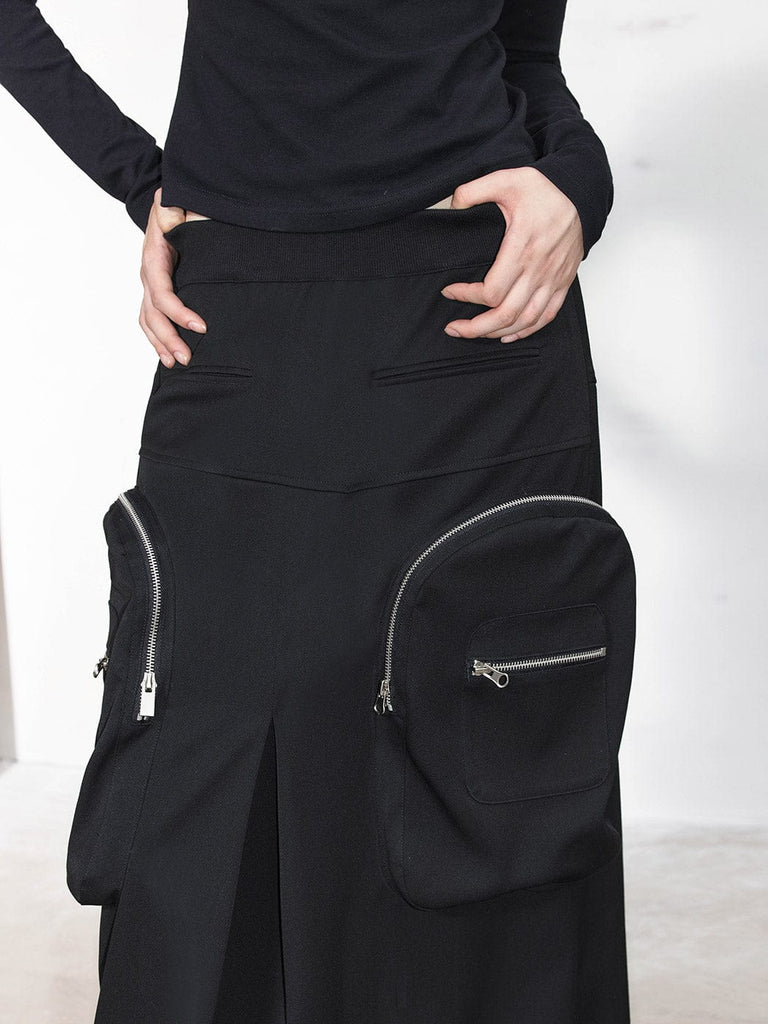 49PERCENT LABELROOM Zipper 3D-Pockets Maxi Skirt, premium urban and streetwear designers apparel on PROJECTISR.com, 49PERCENT