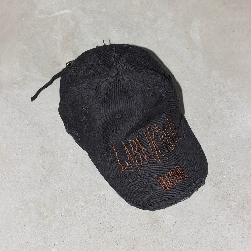 49PERCENT LABELROOM Ripped Embroidered Logo Hat, premium urban and streetwear designers apparel on PROJECTISR.com, 49PERCENT