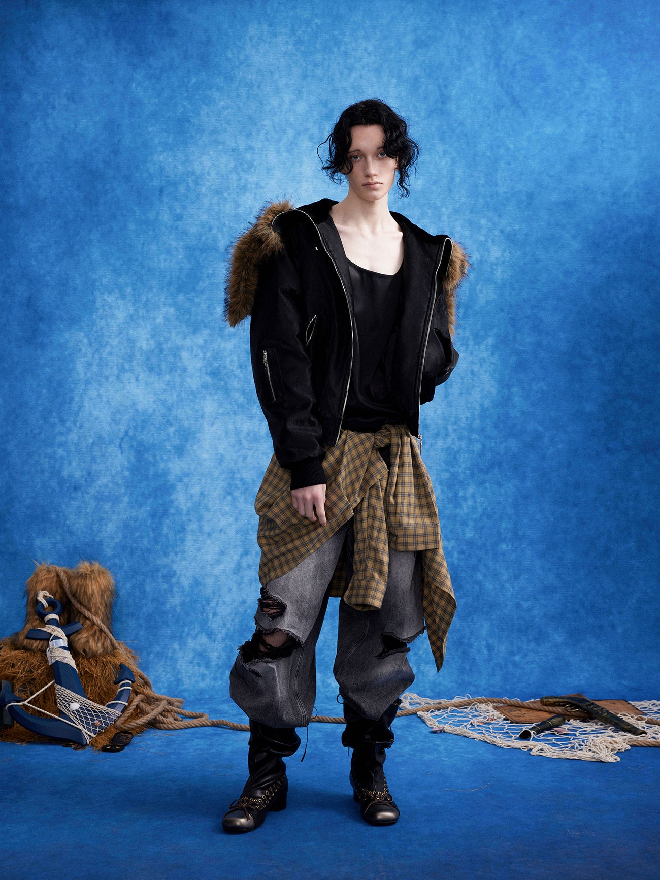 OIPWORD Studded Convertible Hood PU Puffer Jacket