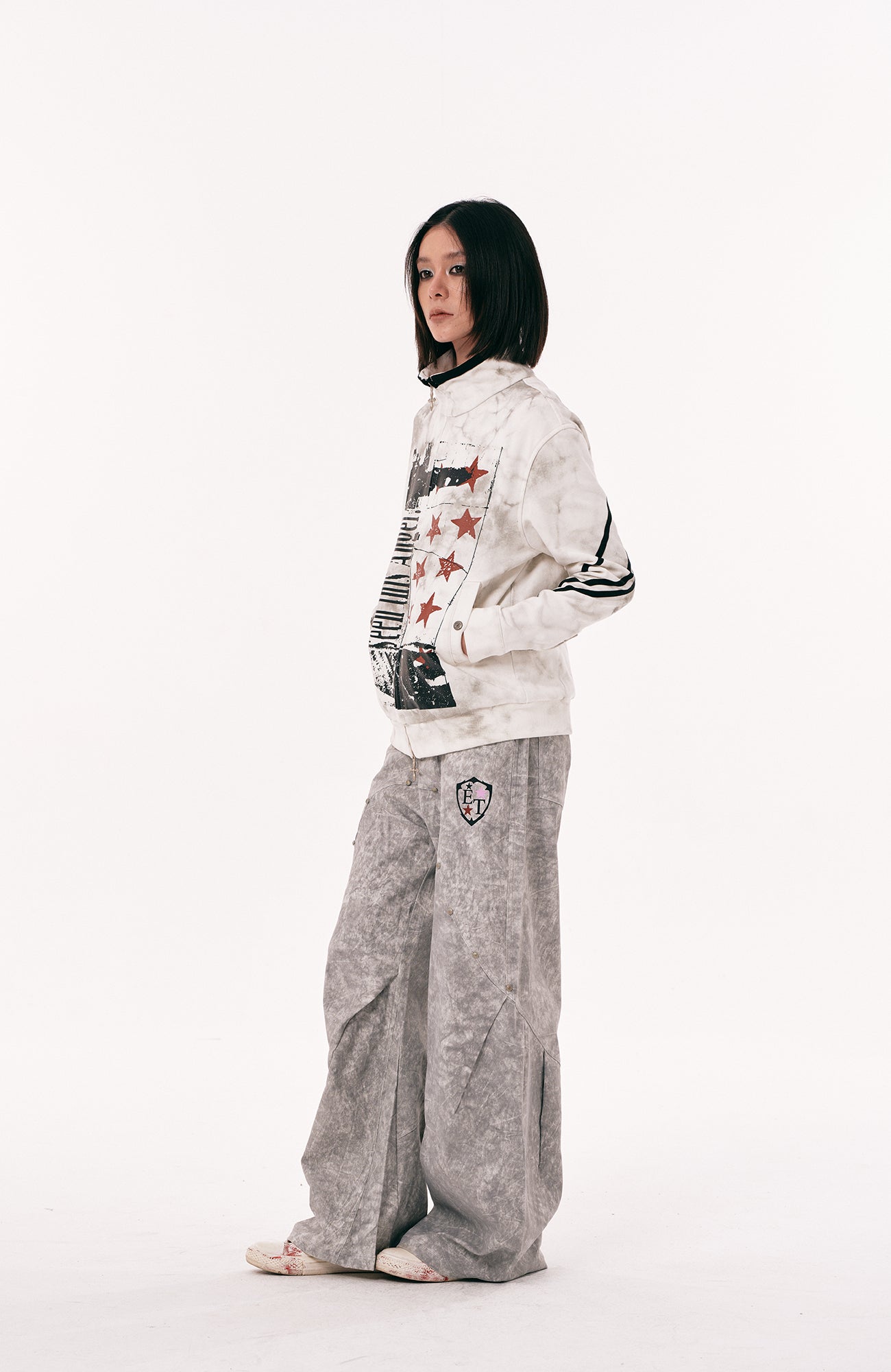 PASET Dirty Wash Star Graphic Track Jacket