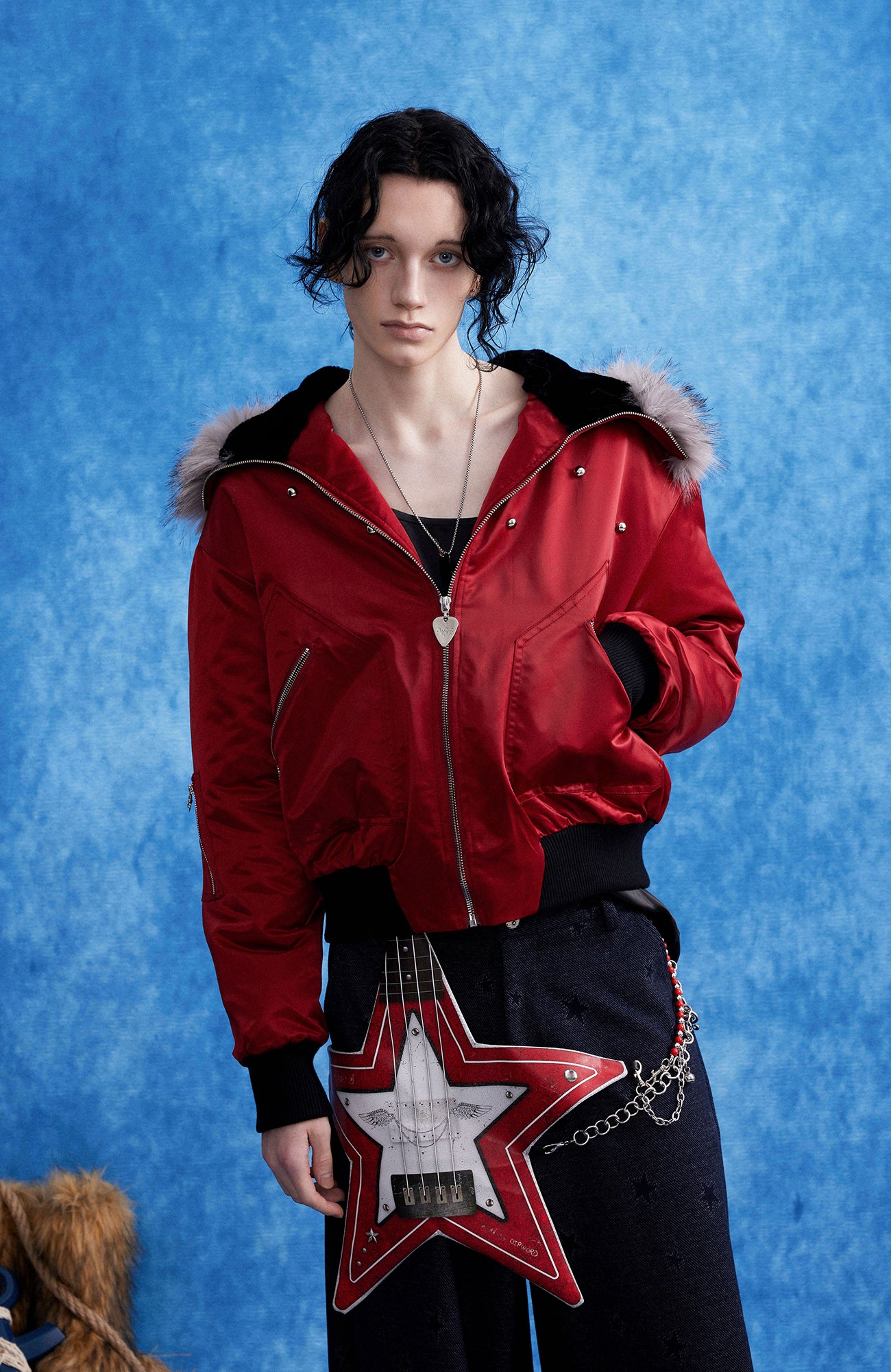 OIPWORD Studded Convertible Hood Nylon Puffer Jacket