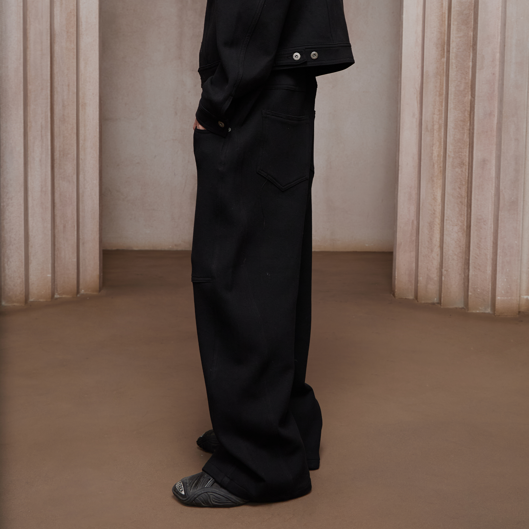 DND4DES Asym Buttoned Wool-Blend Oversized Pants