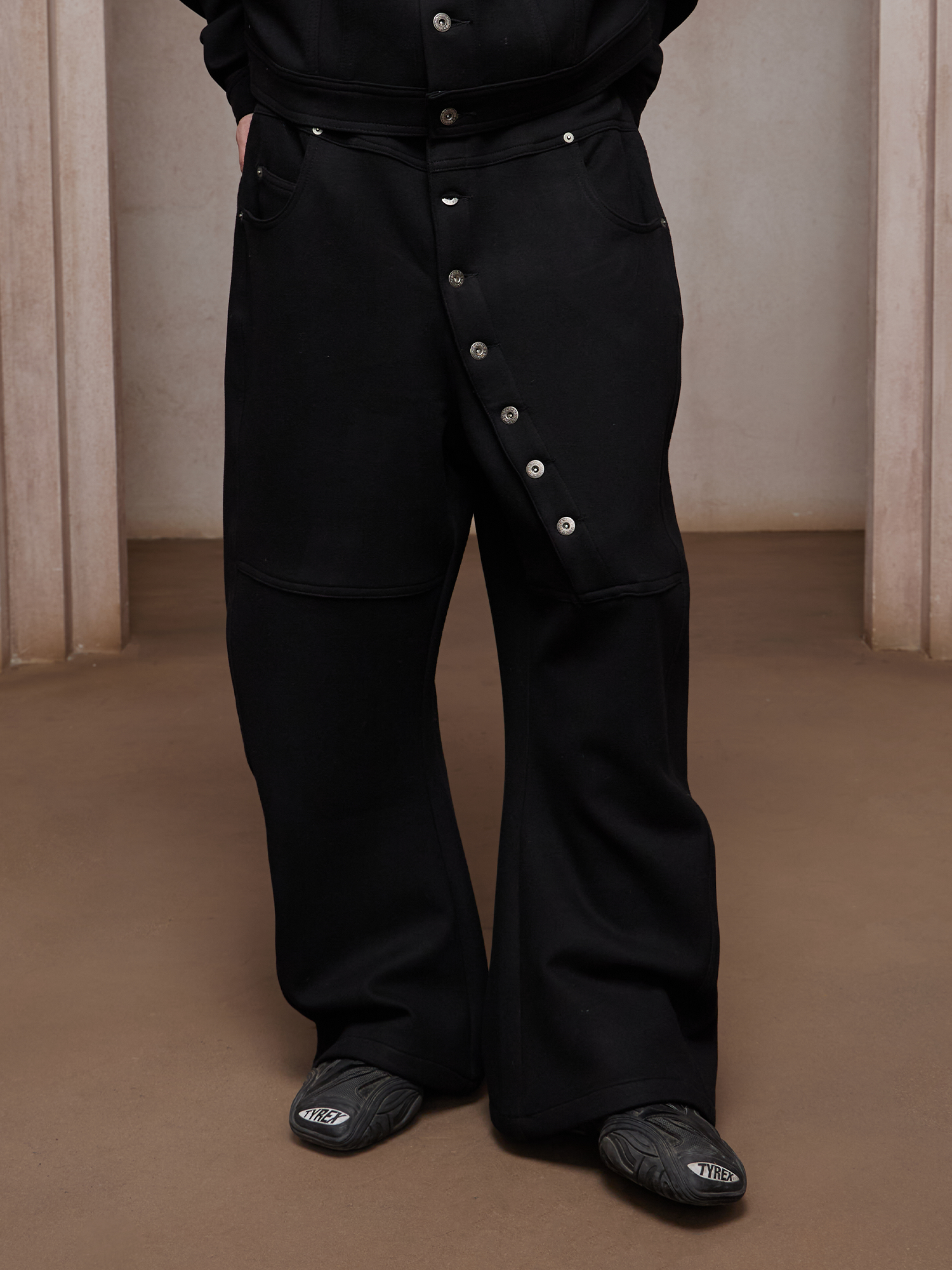 DND4DES Asym Buttoned Wool-Blend Oversized Pants