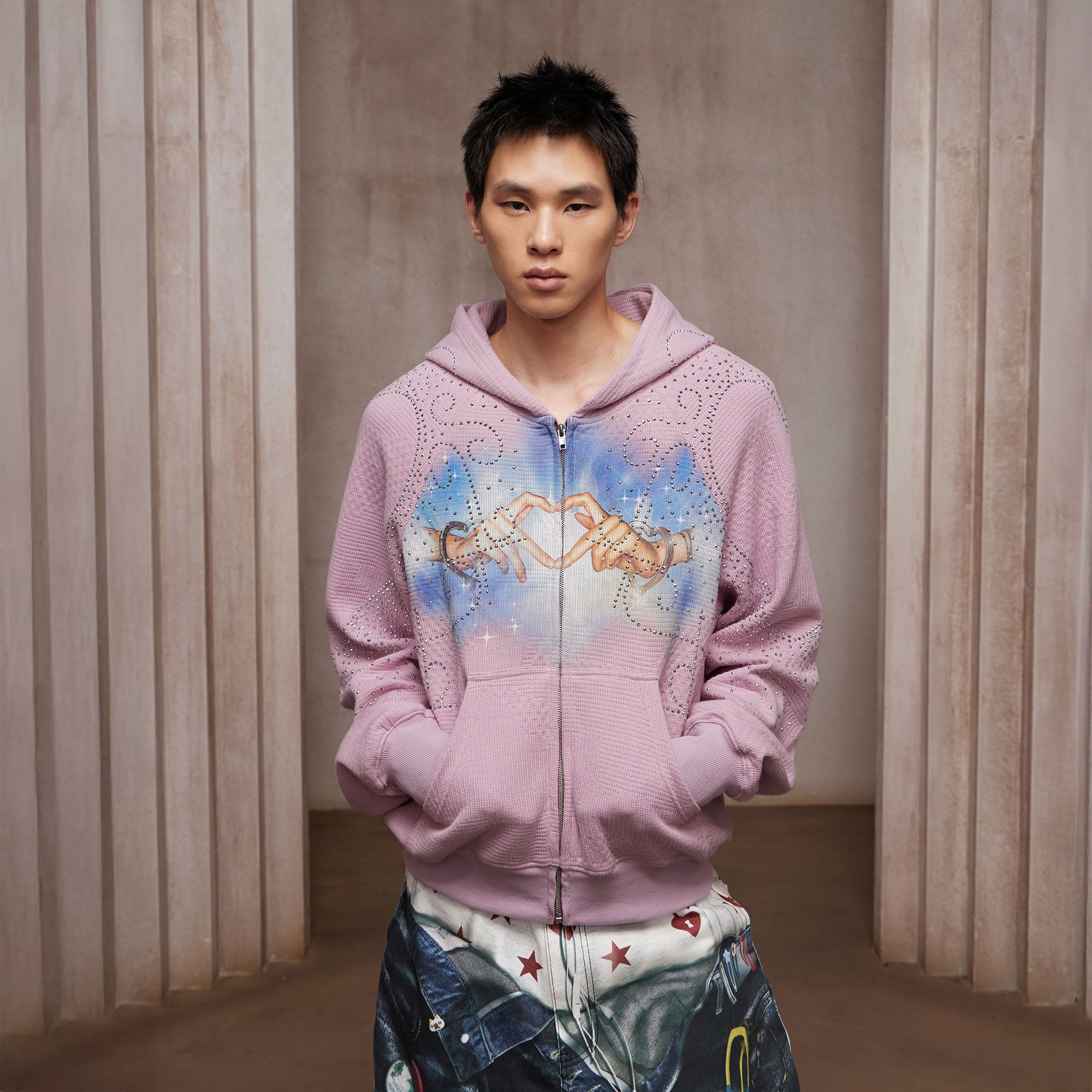 DND4DES Diamond Airbrush Zip-Up Hoodie