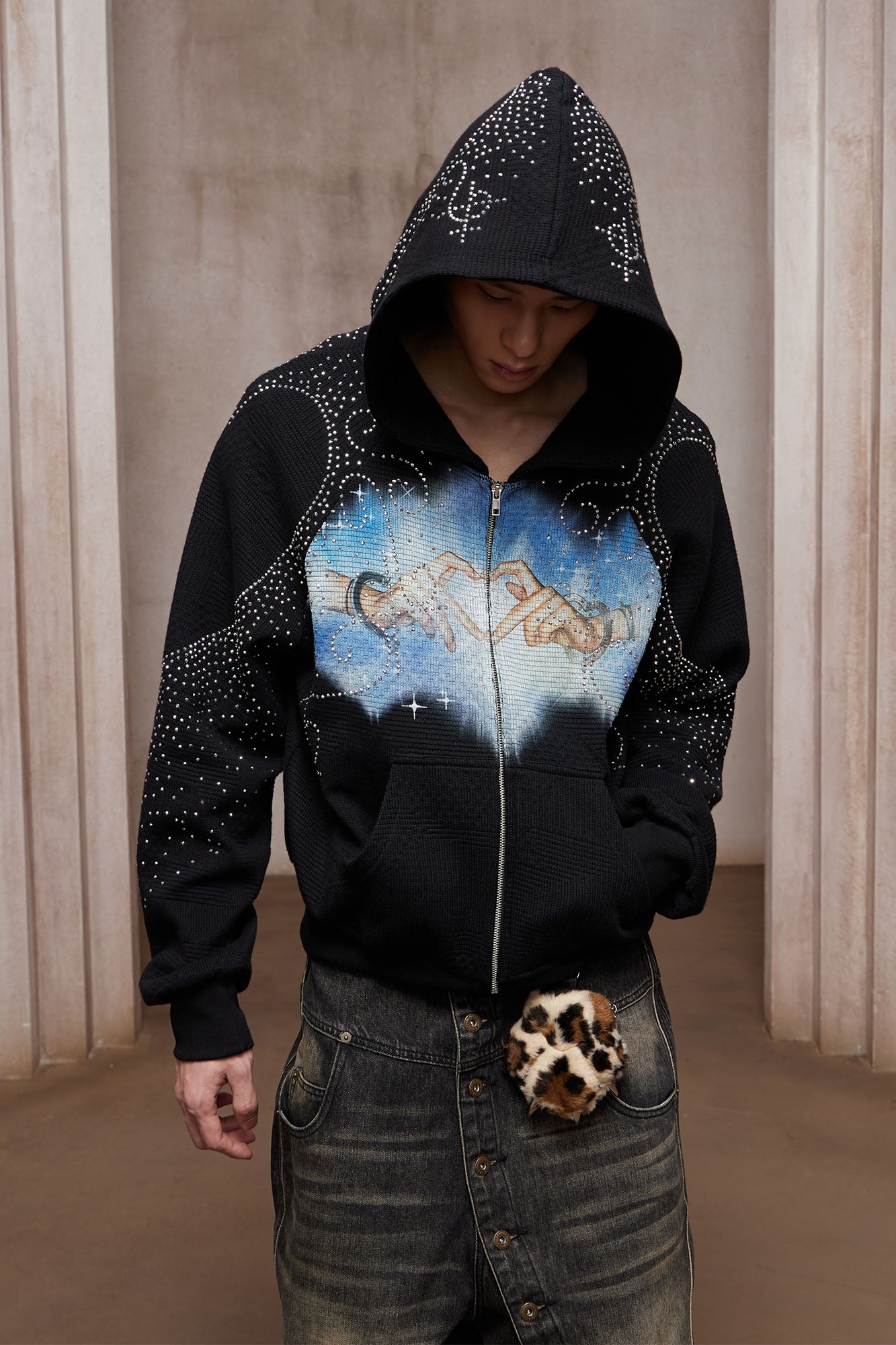 DND4DES Diamond Airbrush Zip-Up Hoodie