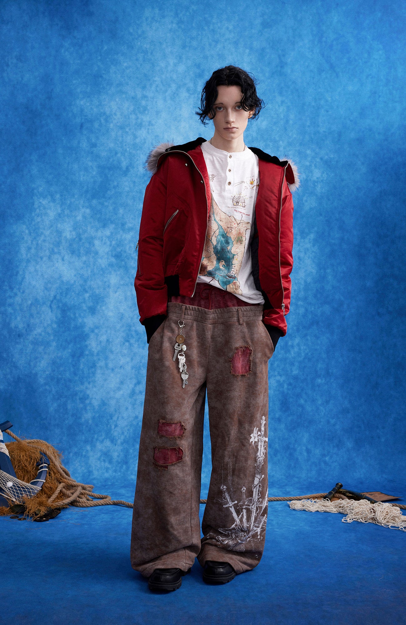 OIPWORD Studded Convertible Hood Nylon Puffer Jacket