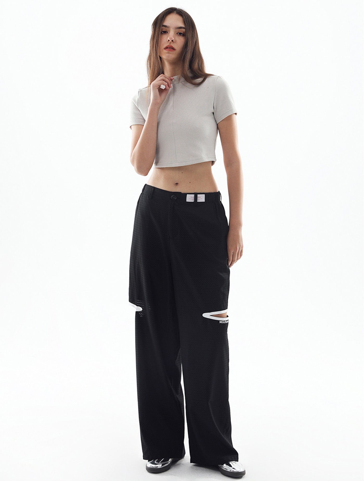 MIICHOUS Modern Cut-out Logo Pants