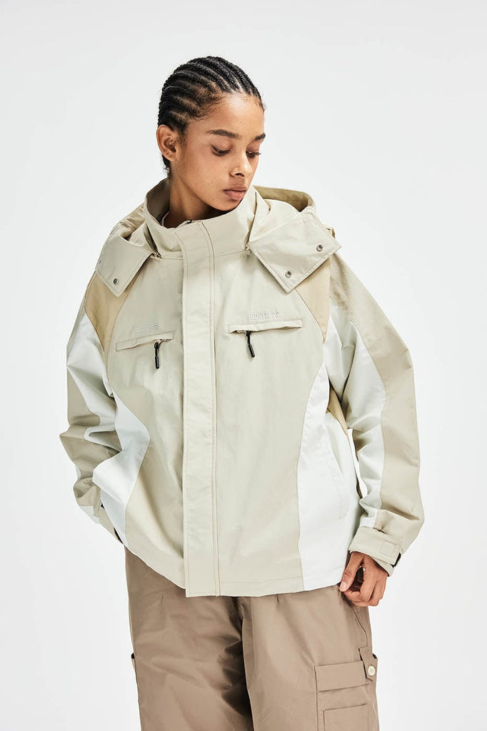 BONELESS Detachable-Hood Spliced Waterproof Jacket, premium urban and streetwear designers apparel on PROJECTISR.com, BONELESS