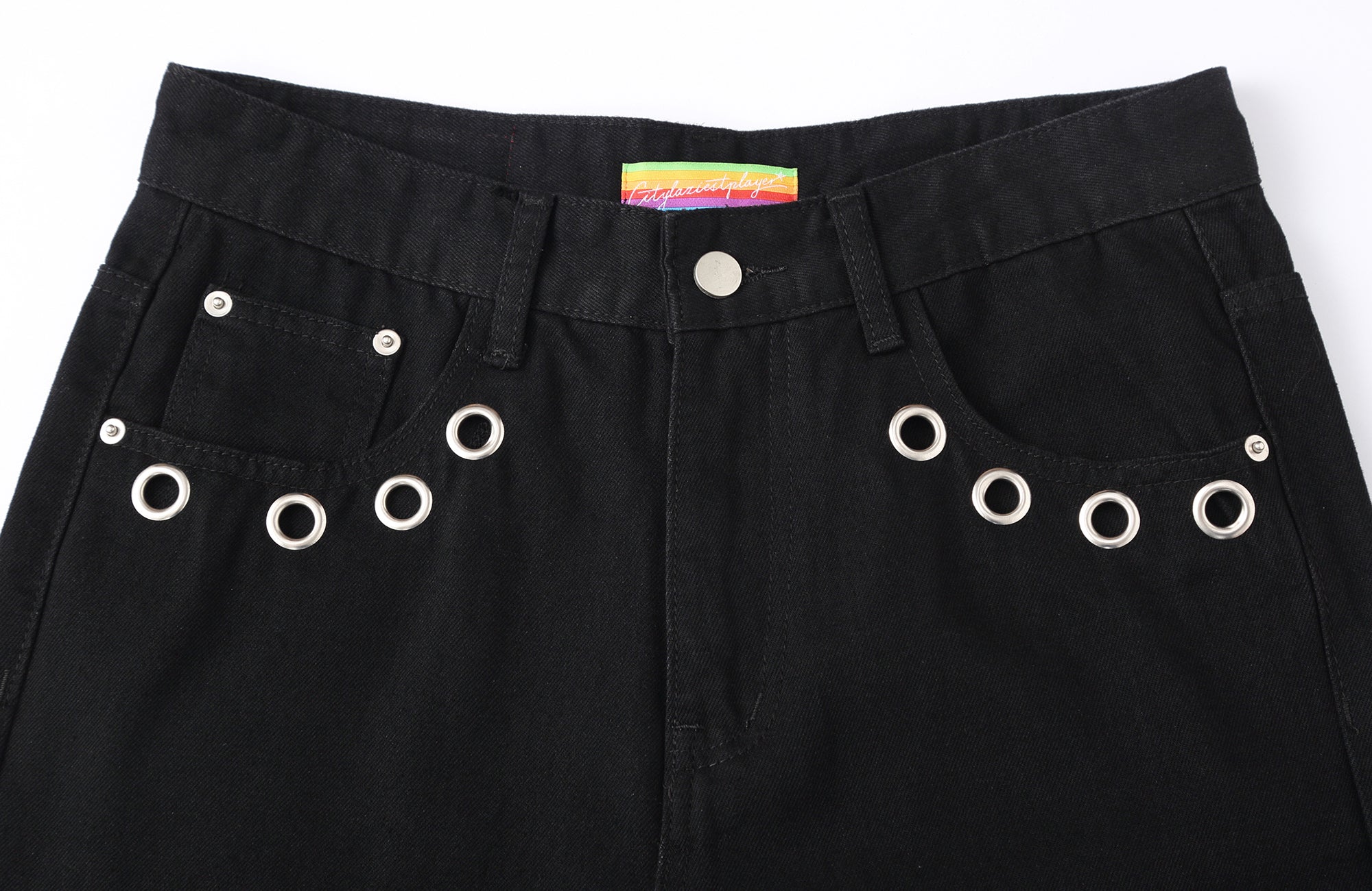 CLP Eyelet-Stud Stacked Hem Flared Jeans, premium urban and streetwear designers apparel on PROJECTISR.com, CLP