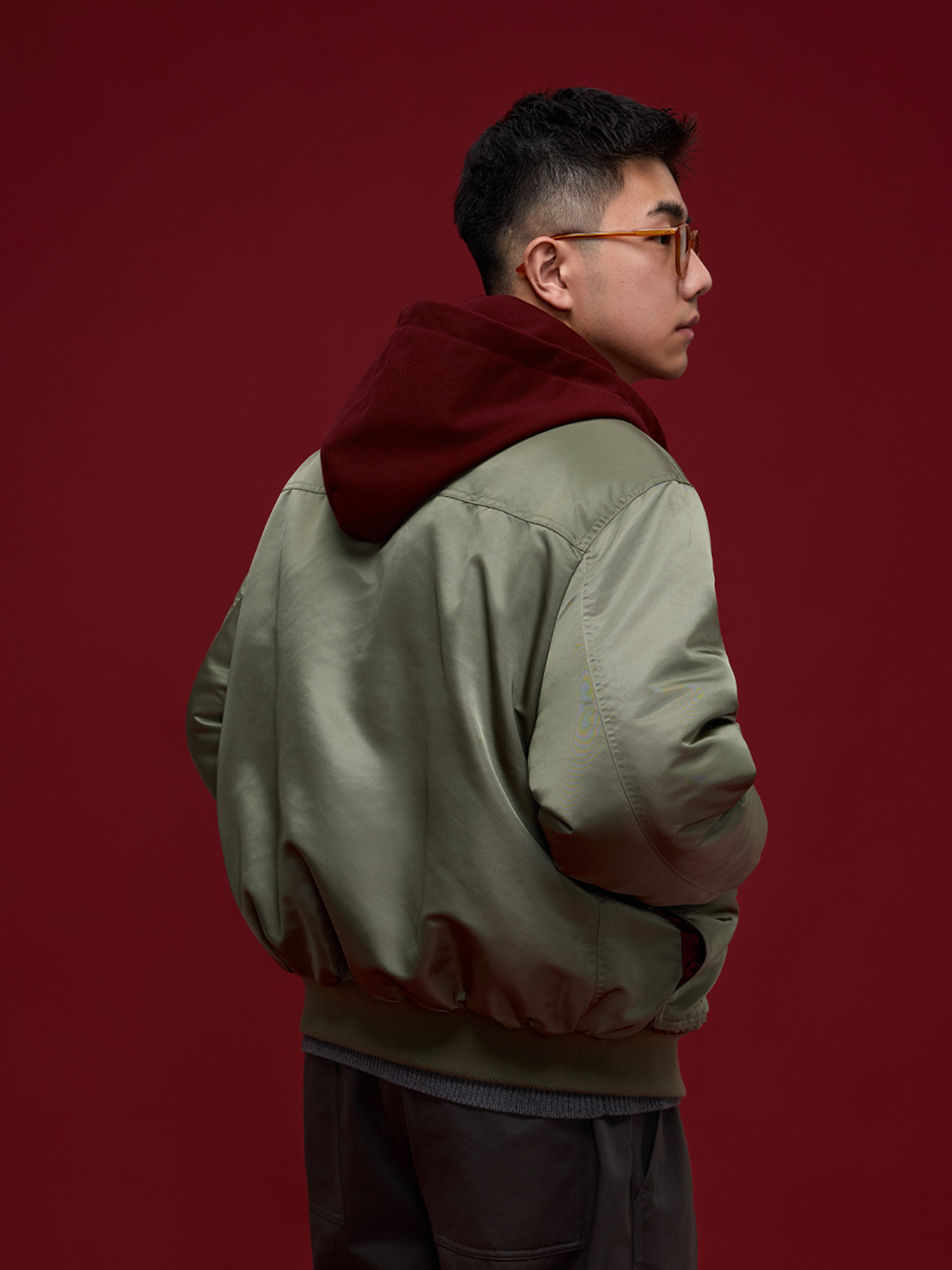 BANANA CLUB Glossy Utility Padded Bomber Jacket