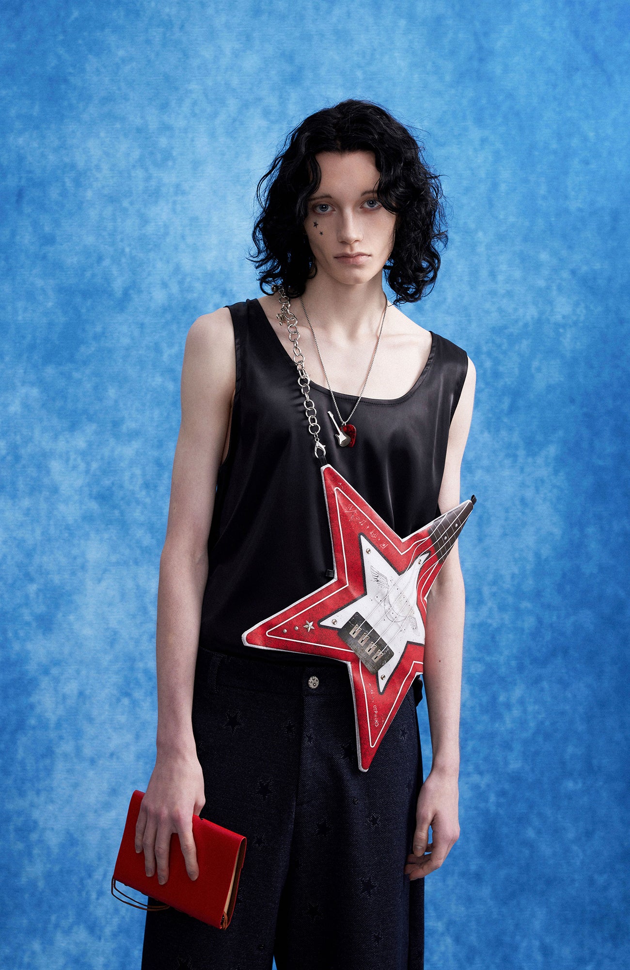 OIPWORD Star-Jacquard Wide-Leg Pants