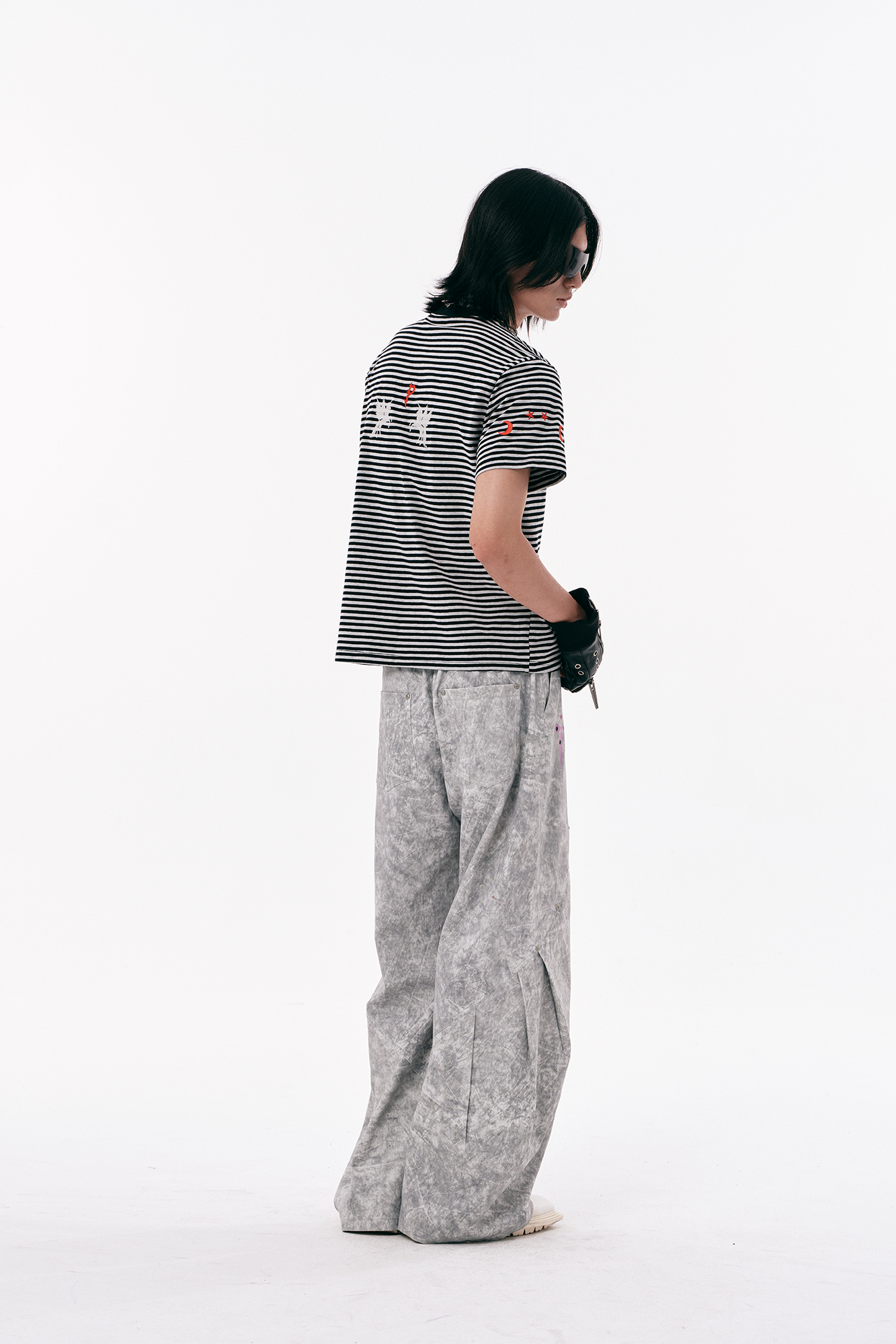 PASET Distressed Marbled Curved Pants
