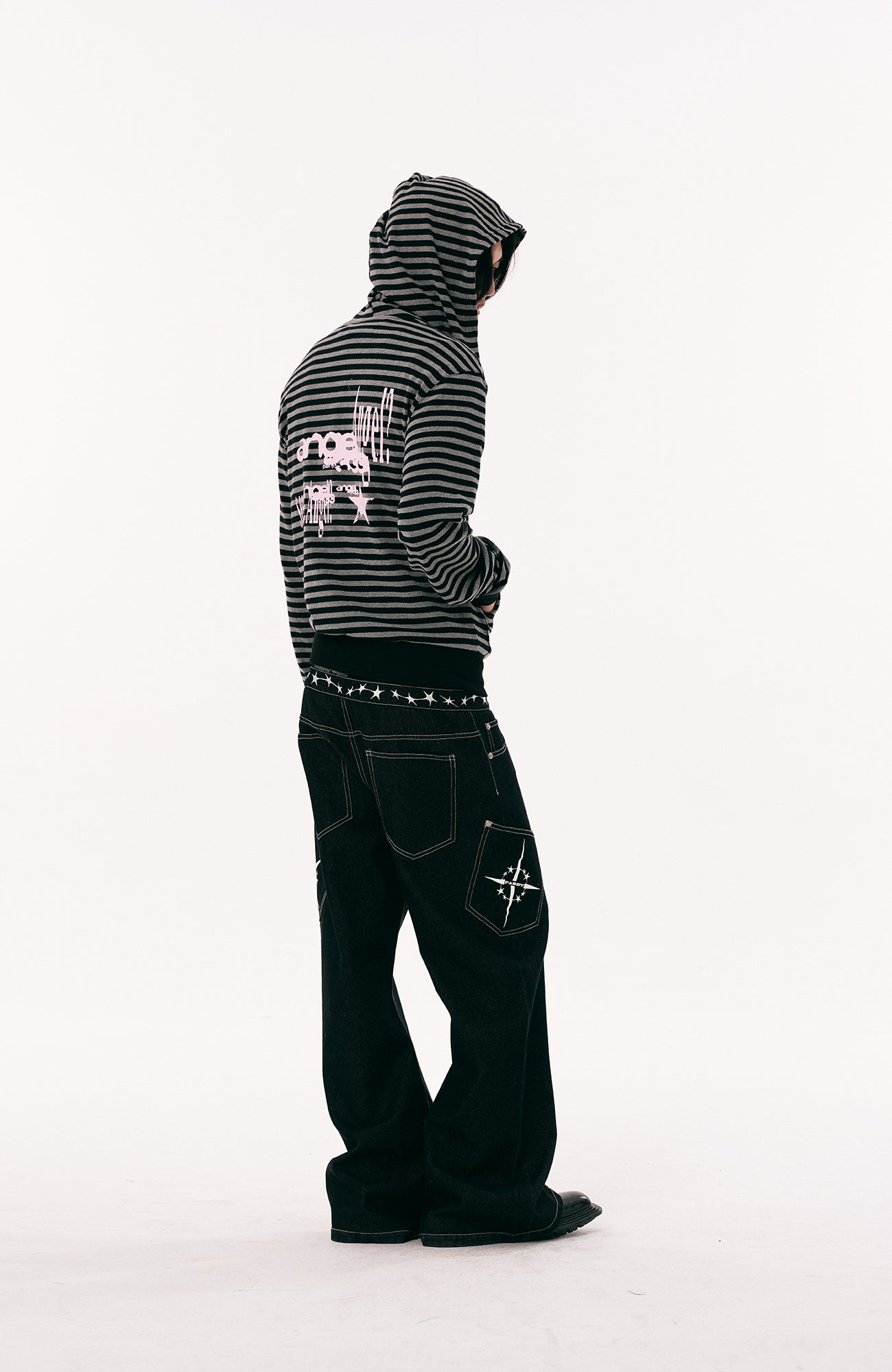 PASET Camo Double Waist Embroidered Jeans