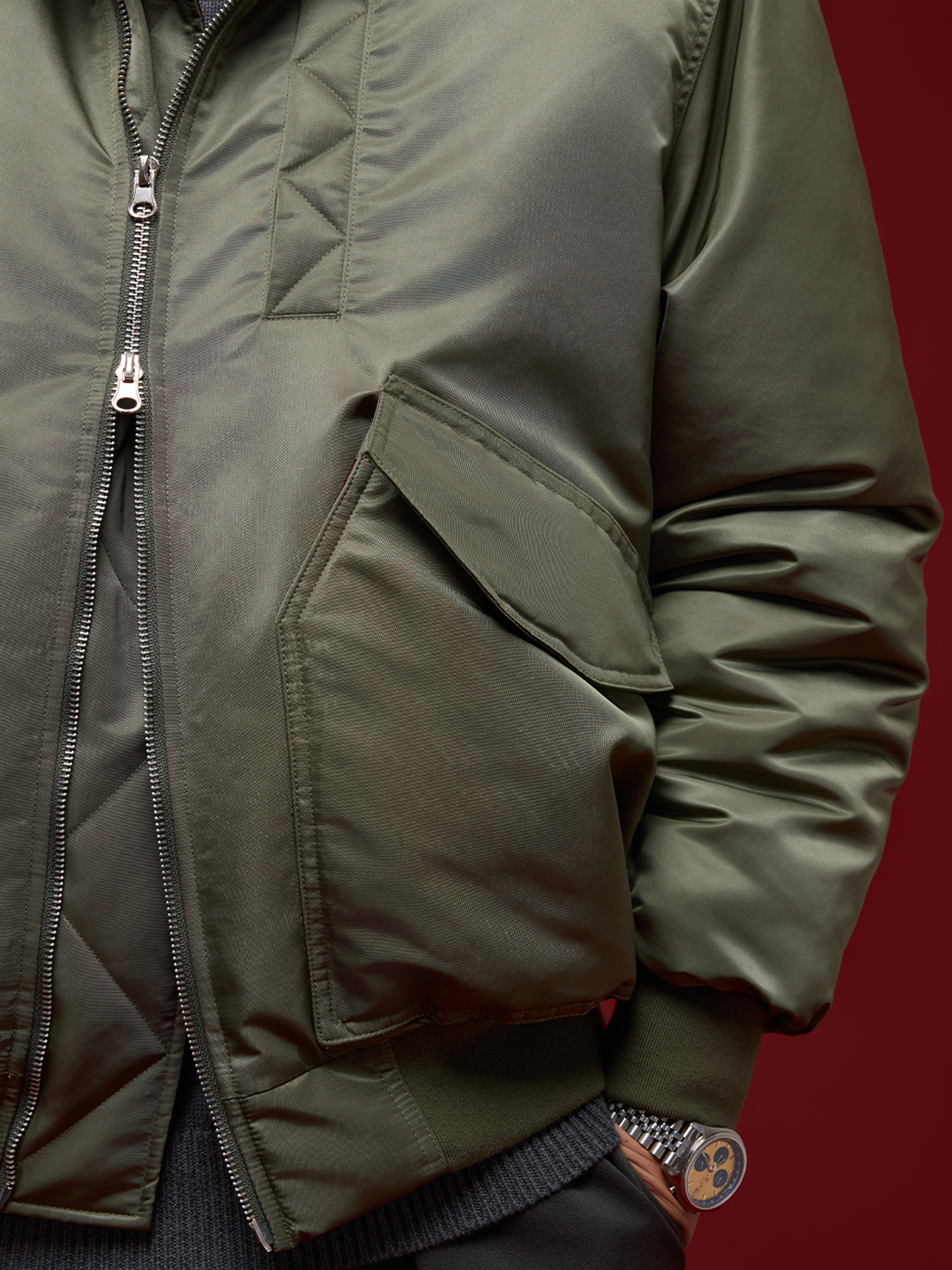 BANANA CLUB Glossy Utility Padded Bomber Jacket