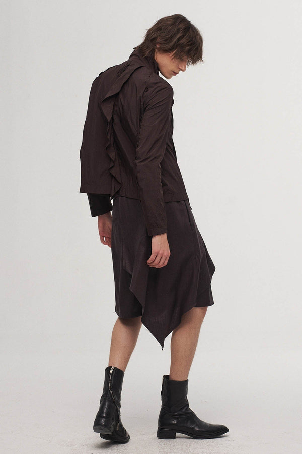 ILNya Nieternite Nifutur Asymmetrical Spliced Pleat Stripe Wide-Leg Pants Black main image 0