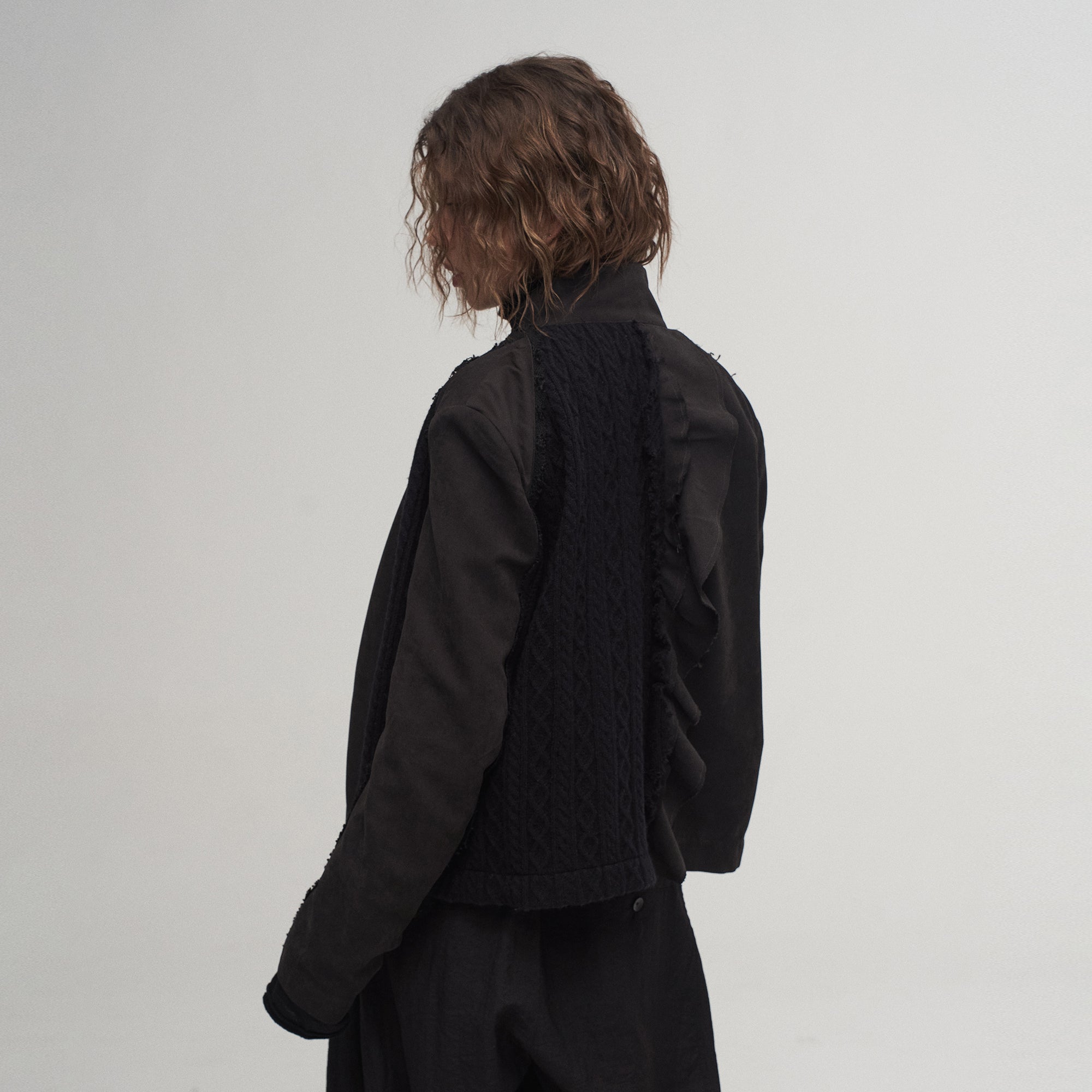 ILNya Nieternite Nifutur Asymmetrical Frayed Seam Ruffle Jacket