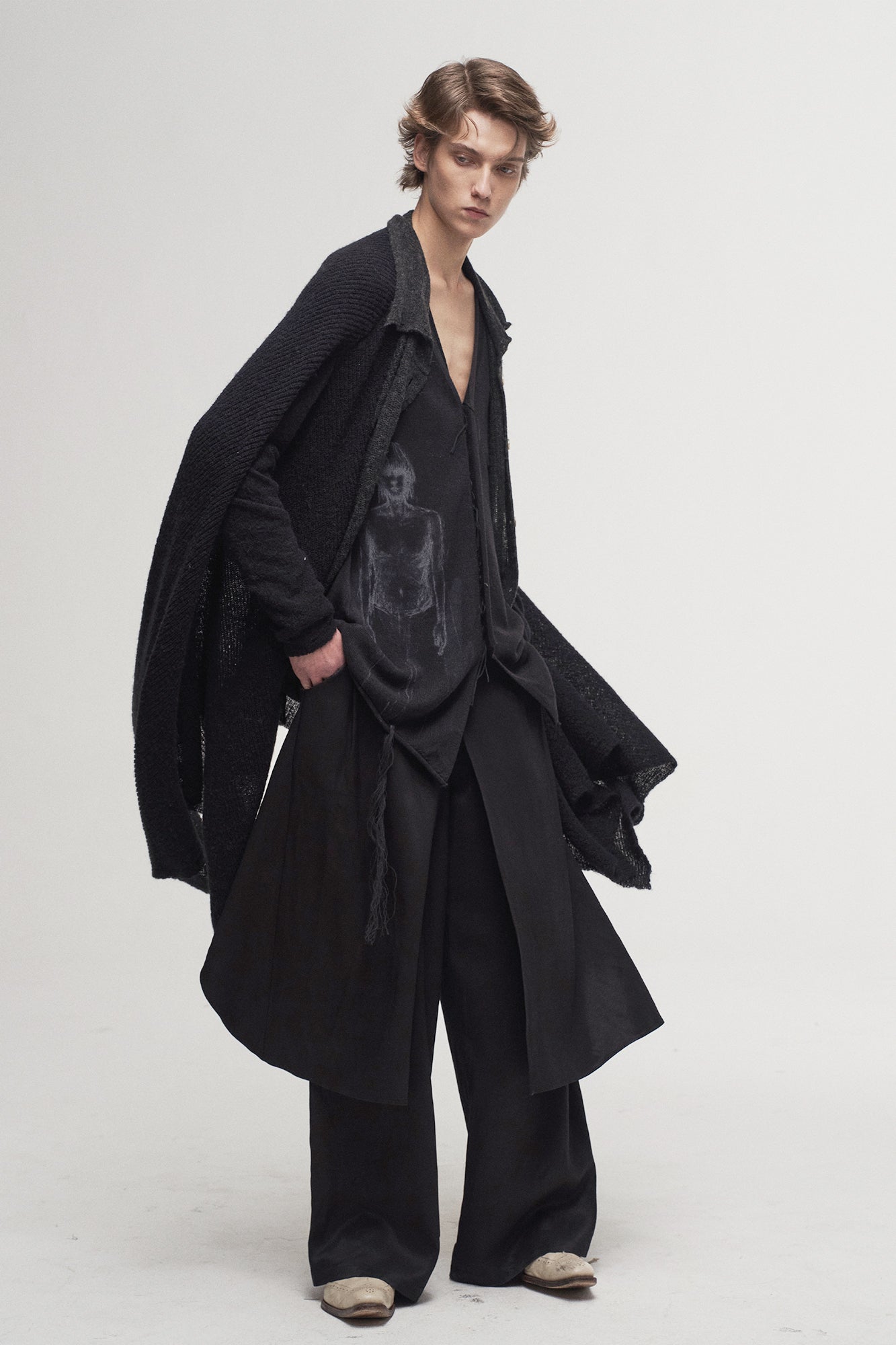 ILNya Nieternite Nifutur Asymmetrical Double-Layer Wide-Leg Pants