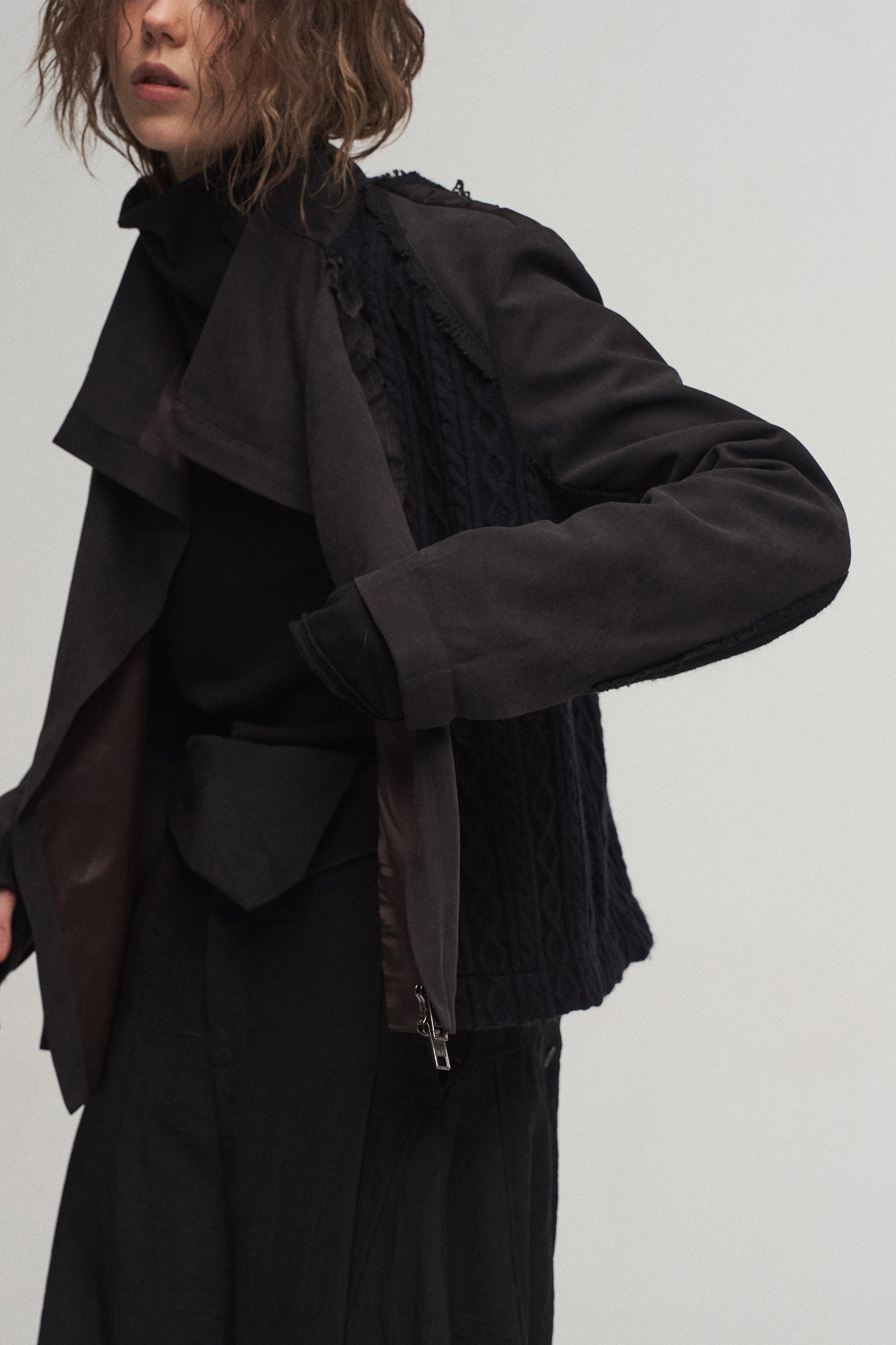 ILNya Nieternite Nifutur Asymmetrical Frayed Seam Ruffle Jacket
