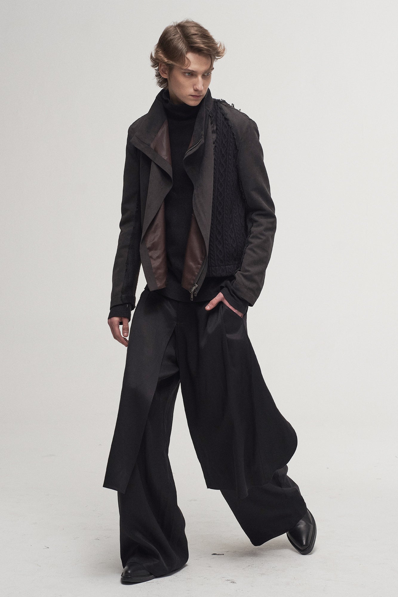 ILNya Nieternite Nifutur Asymmetrical Double-Layer Wide-Leg Pants