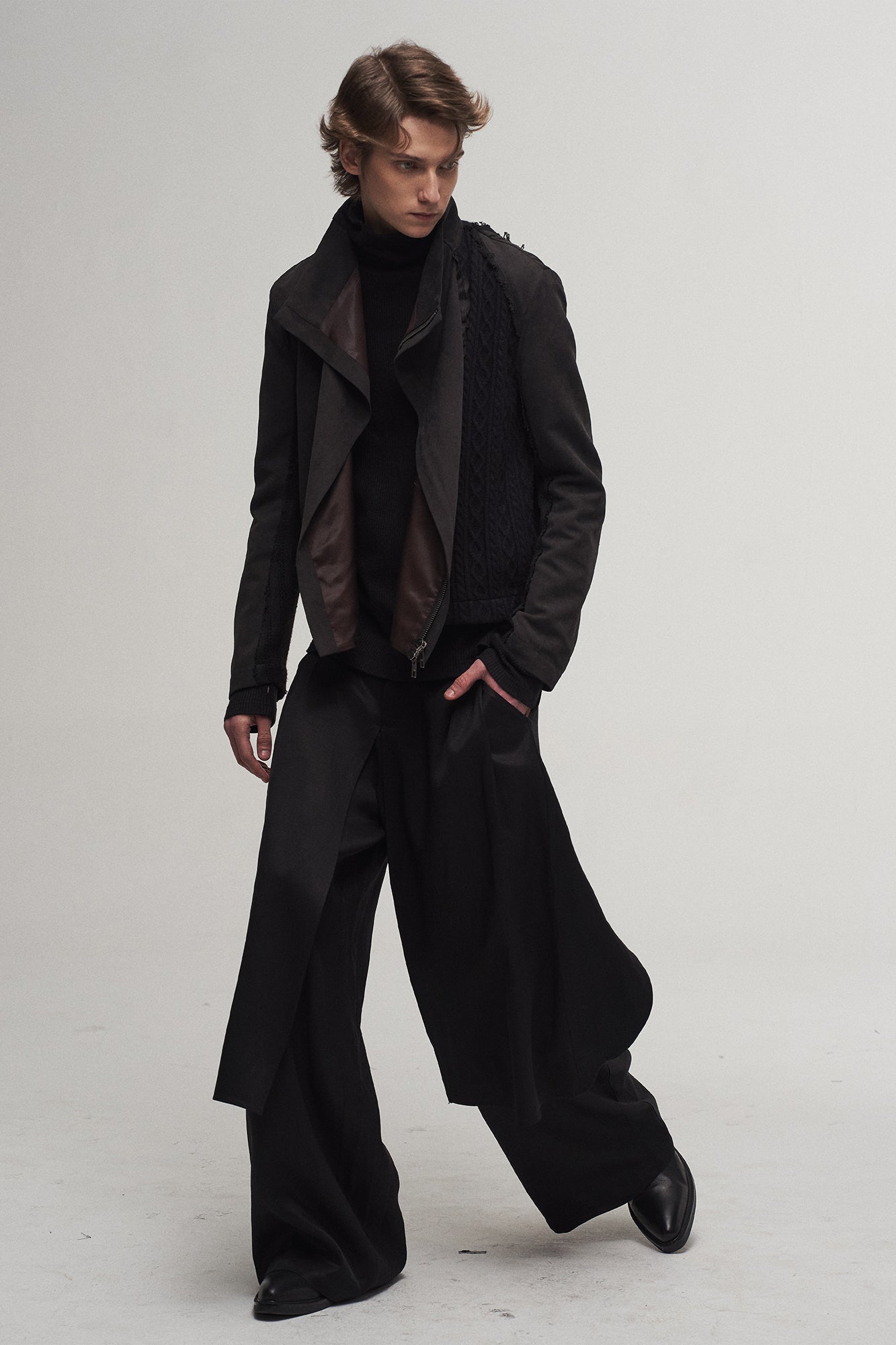 ILNya Nieternite Nifutur Asymmetrical Frayed Seam Ruffle Jacket