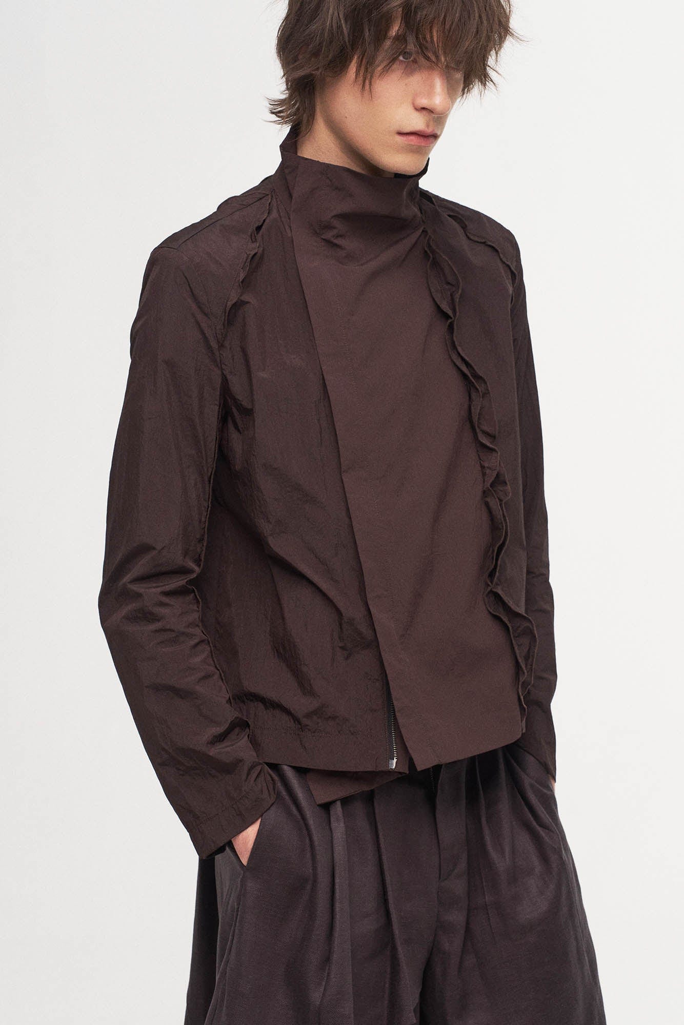 ILNya Nieternite Nifutur Ruffled Spliced High-Neck Jacket