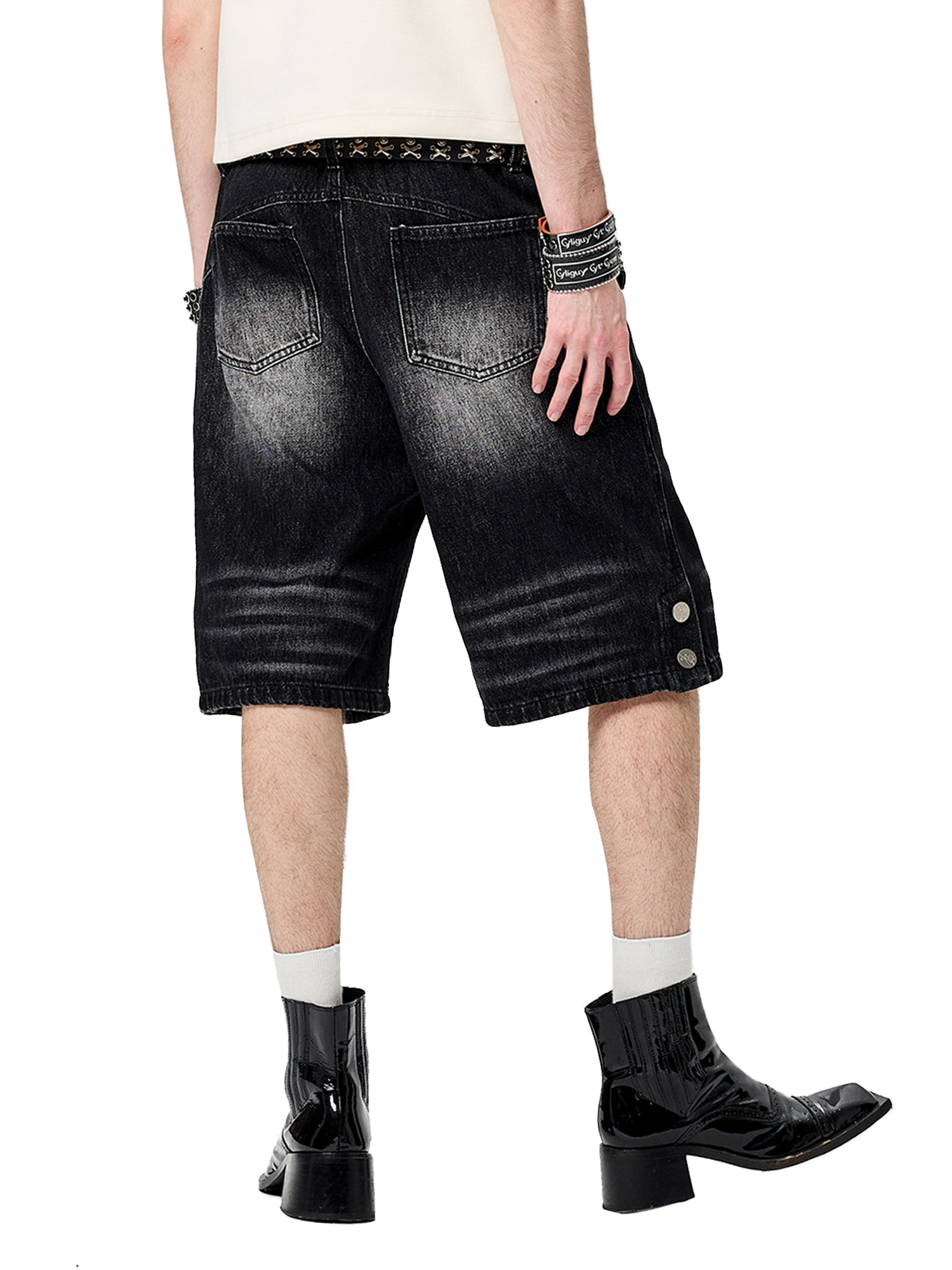 CYCYCY Retro Washed Paneled Denim Shorts