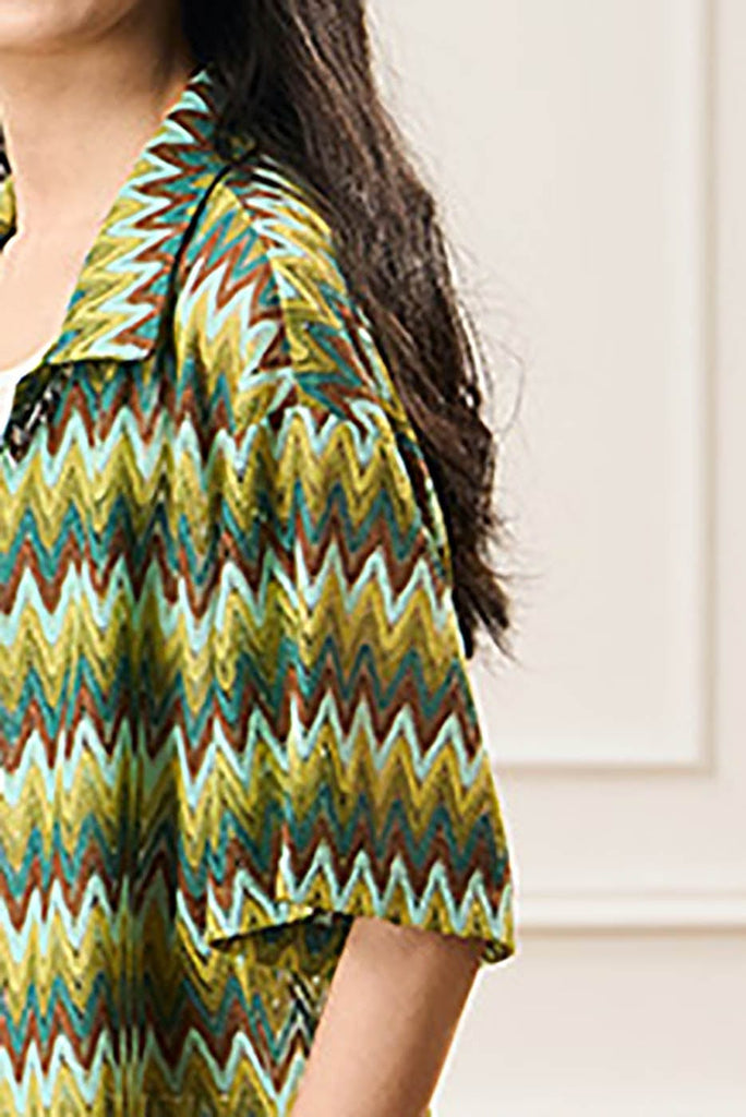 EPIC POETRY Geometric Ripple Knitted Half Shirt Watermelon, premium urban and streetwear designers apparel on PROJECTISR.com, EPIC POETRY
